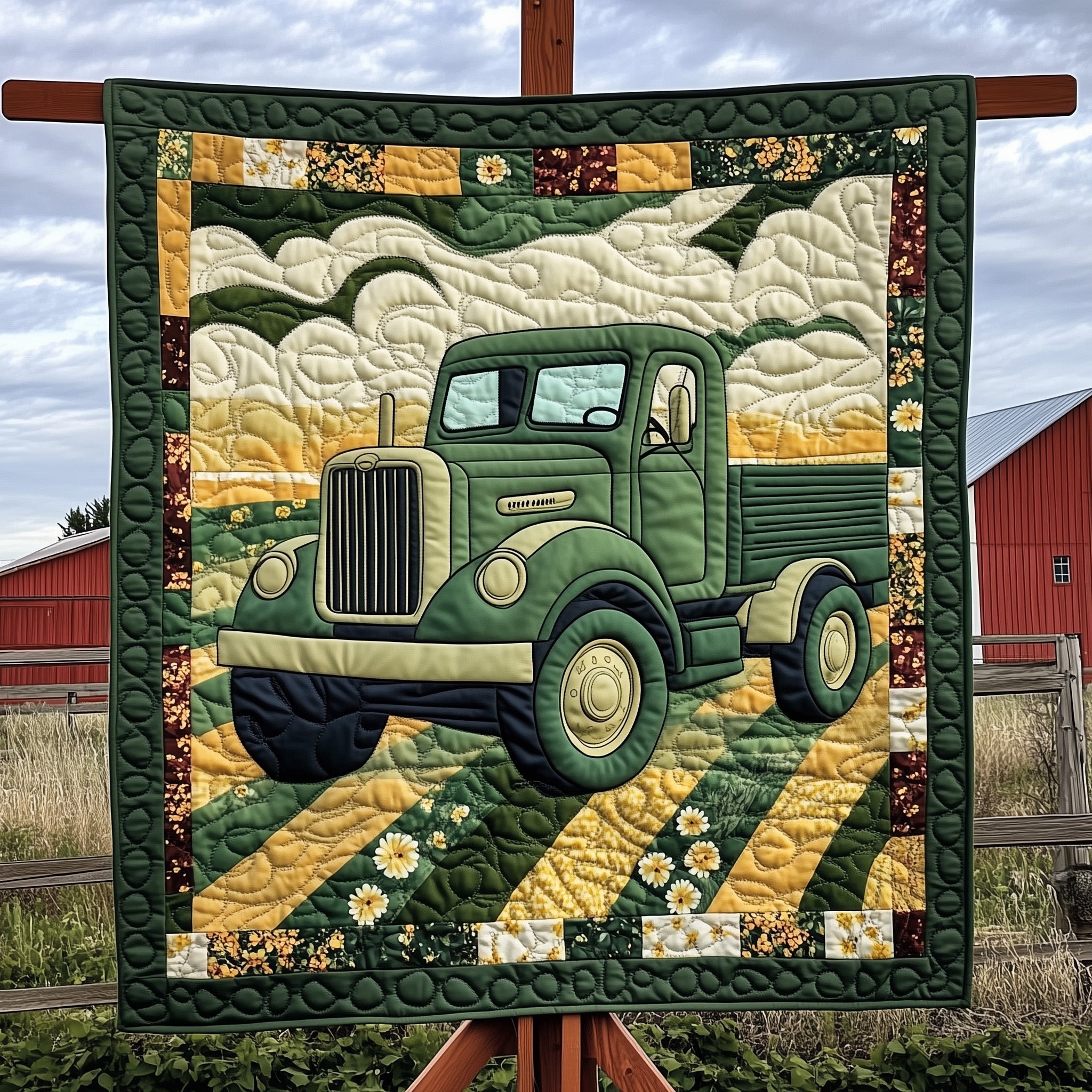 Rustic Roads Truck Quilted Blanket Soft Quilted Throw for Winter Decor