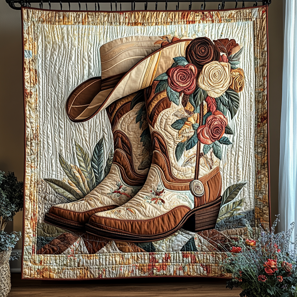 Rustic Rodeo Vibes Quilted Blanket Cow Gifts For Cow Loversr