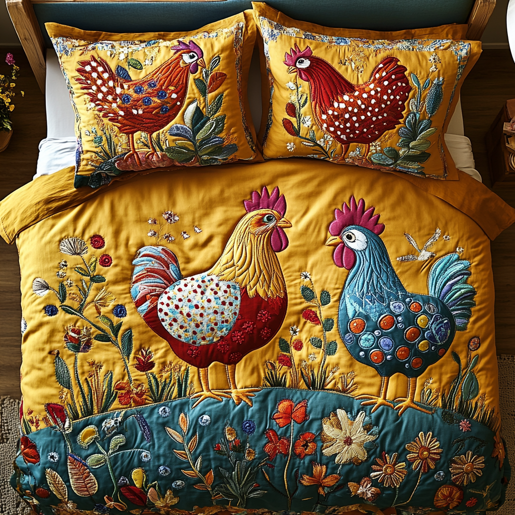 Rustic Roost Quilted Bedding Set Bedroom Decor Ideas Gifts For People Who Raise Chickens