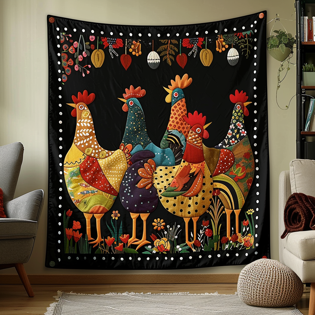 Rustic Roosters Quilted Blanket Gifts For Chicken Owners