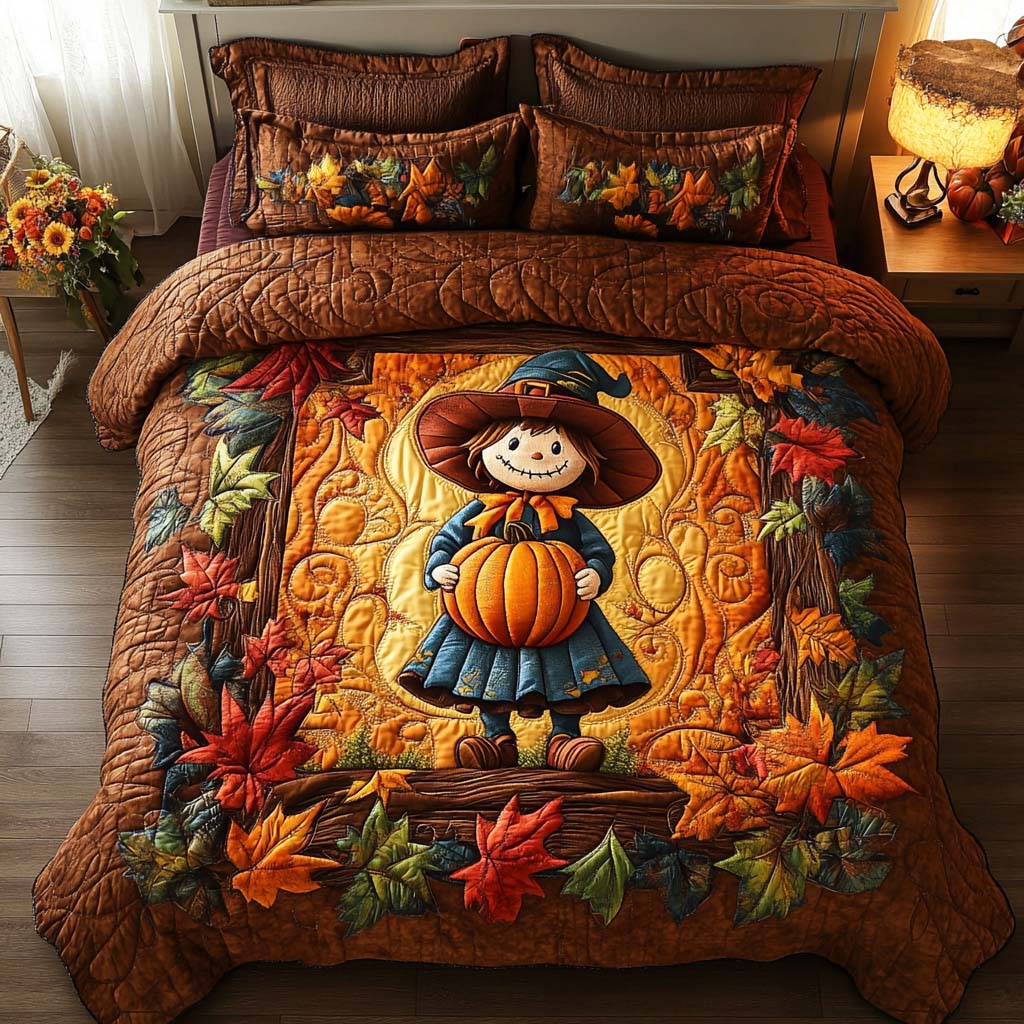 Rustic Scarecrow Blessing Quilted Bedding Set Bed Decorations Fall Gift Items