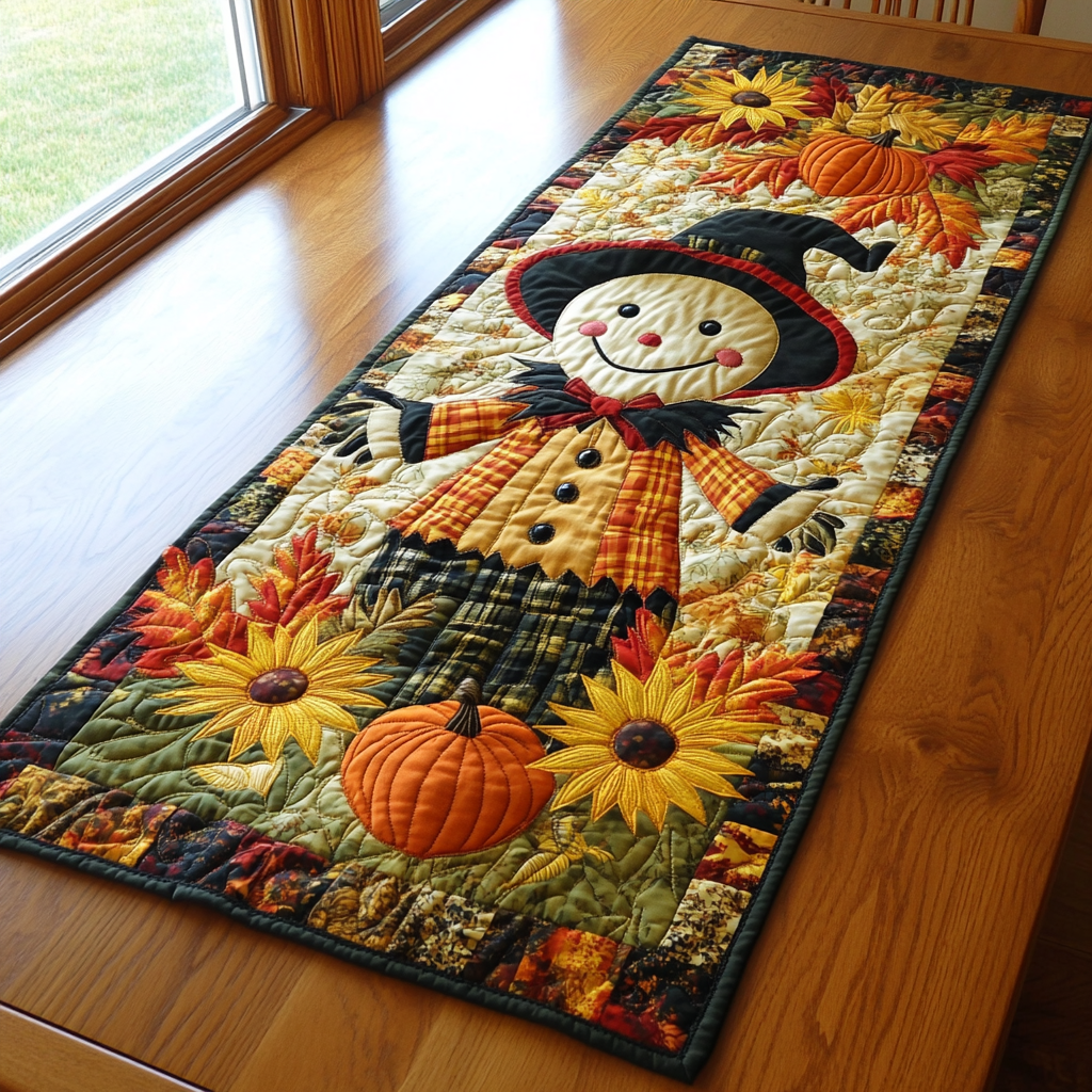 Rustic Scarecrow Quilted Table Runner Fall Table Runner Family Present Ideas