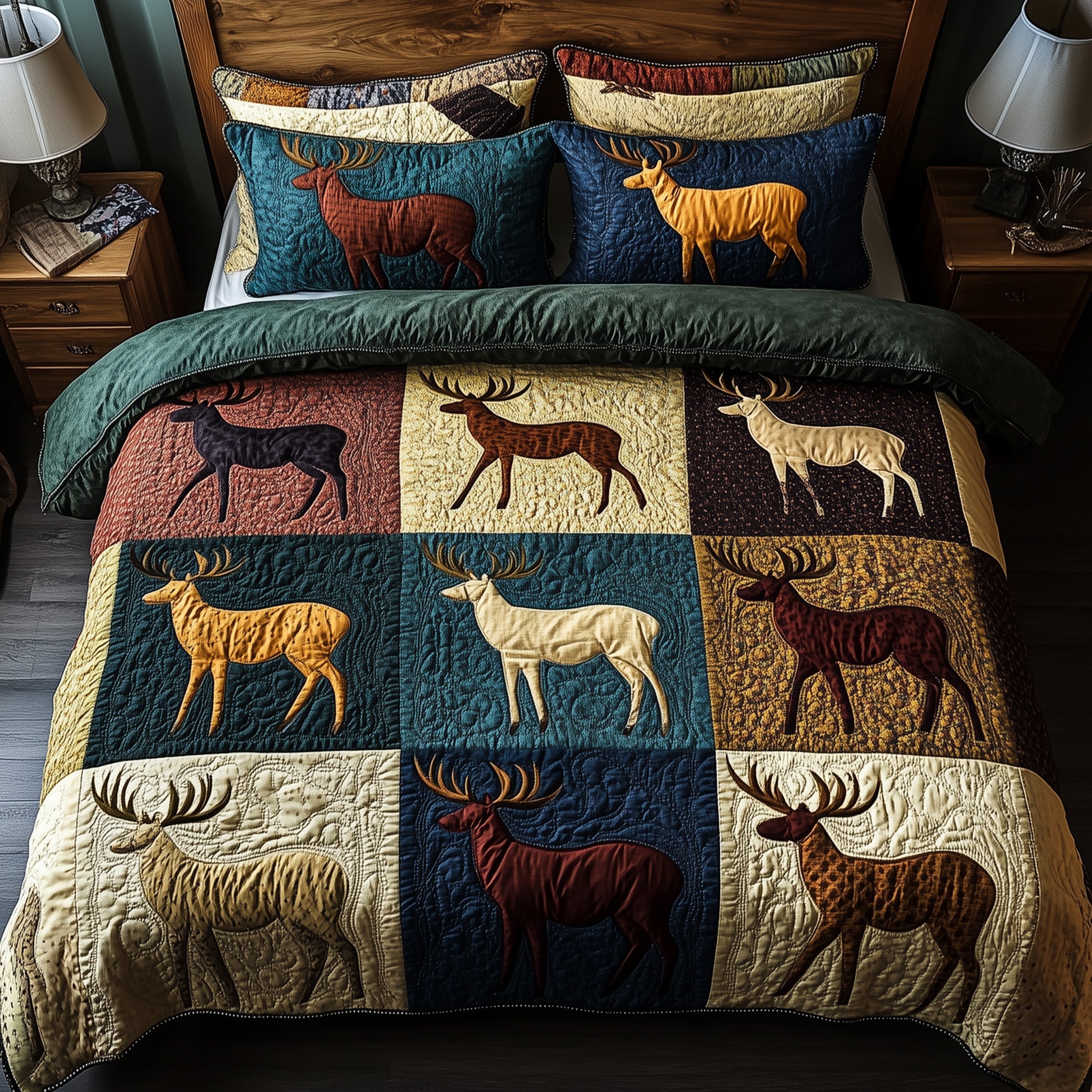 Rustic Stag Quilted Bedding Set Duvet Cover Bed Sheet Unique Deer Gifts