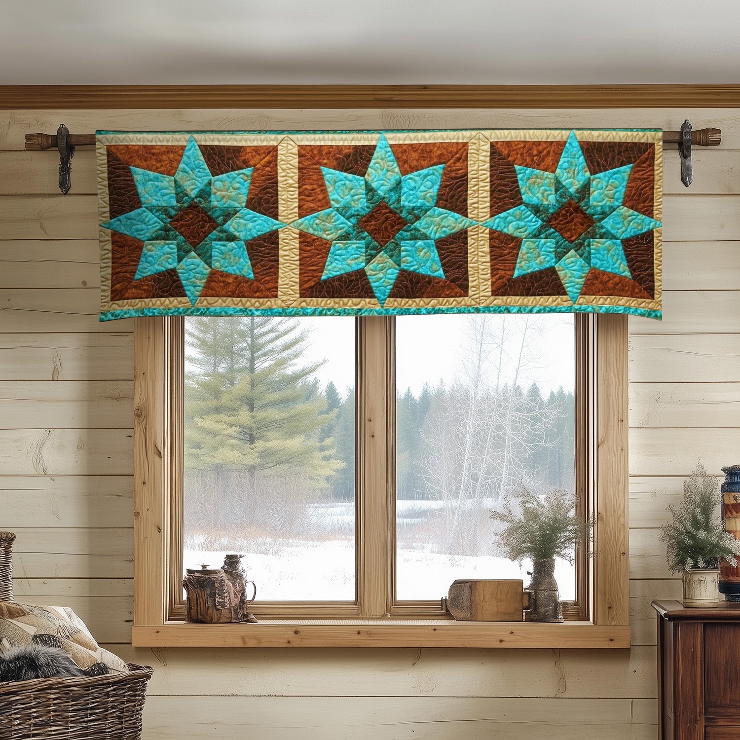 Rustic Star Charm Quilted Valance Country Curtains Valances Good Gifts For Dads
