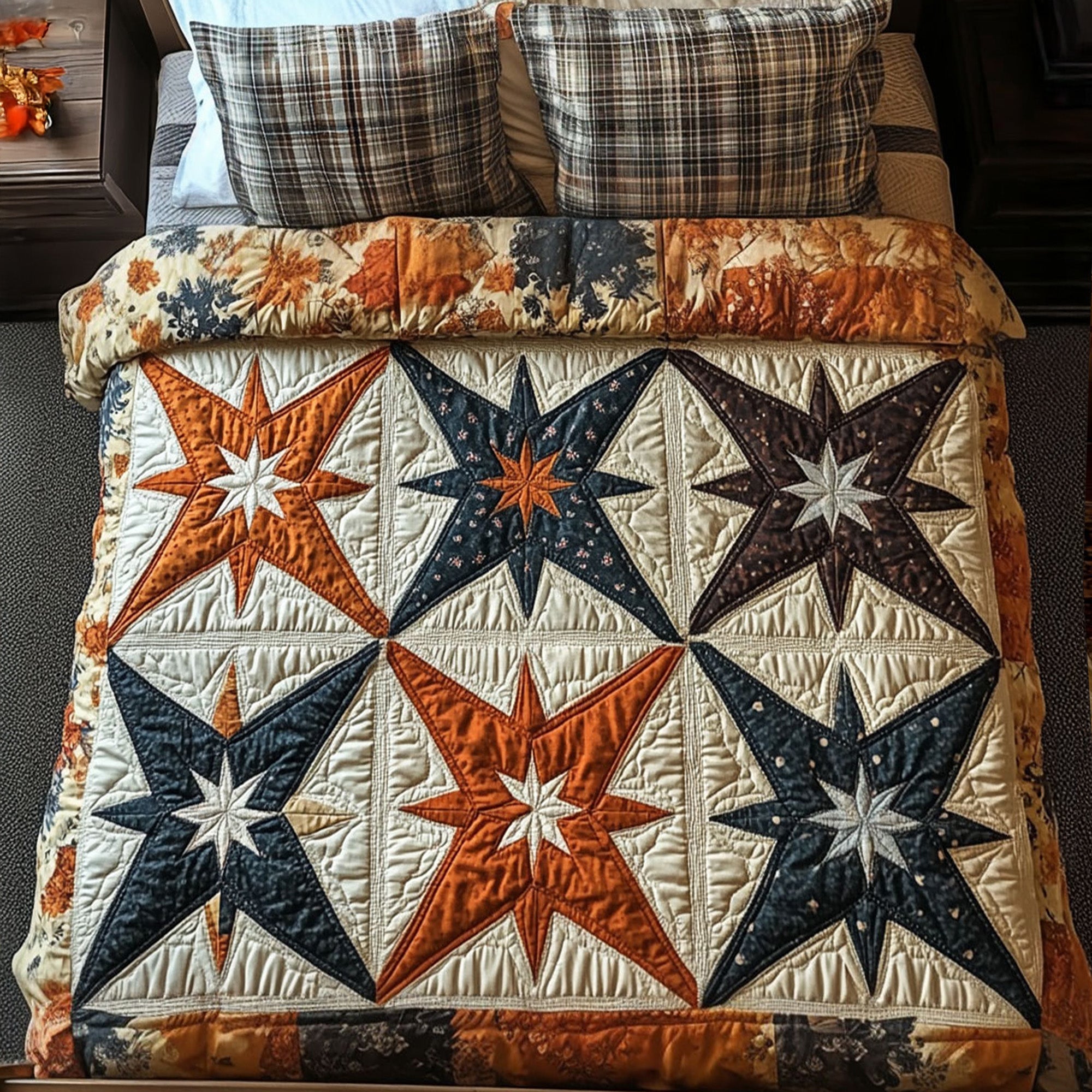 Rustic Star Quilted Bedding Set Bed Room Decoration Christmas Gift Ideas For Him