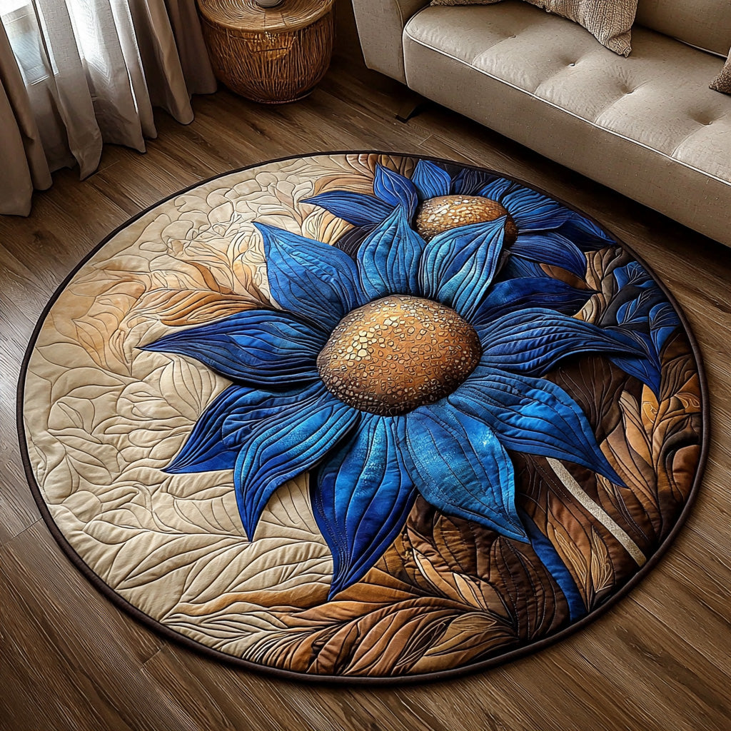 Rustic Sun Quilted Round Mat Christmas Decor For Entryway Gifts For Sunflower Lovers