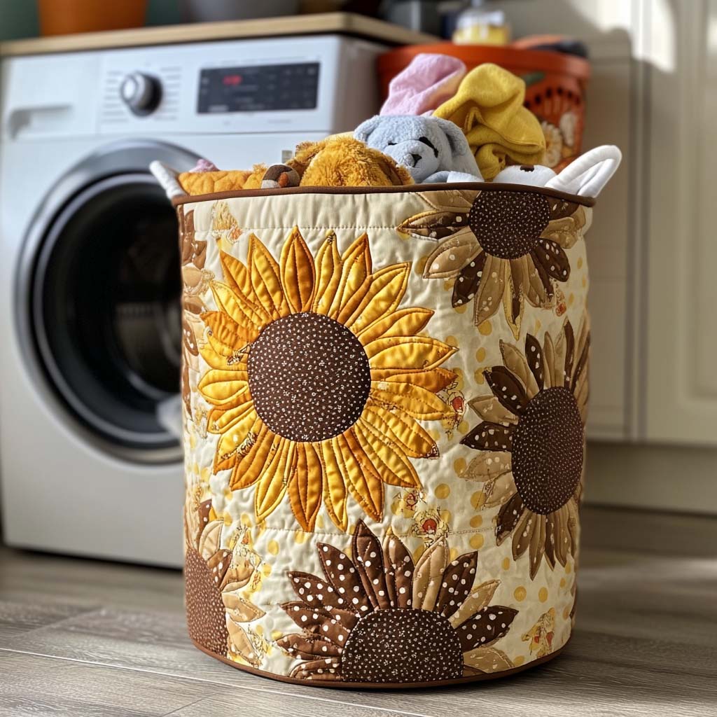 Rustic Sunburst Quilted Laundry Basket Holiday Gift For Laundry Lovers
