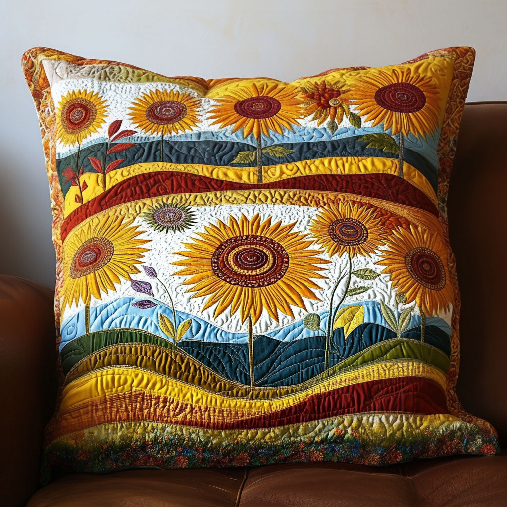 Rustic Sunflower Charm Quilted Pillow Case Throw Pillow Case Covers Sunflower Gift Items