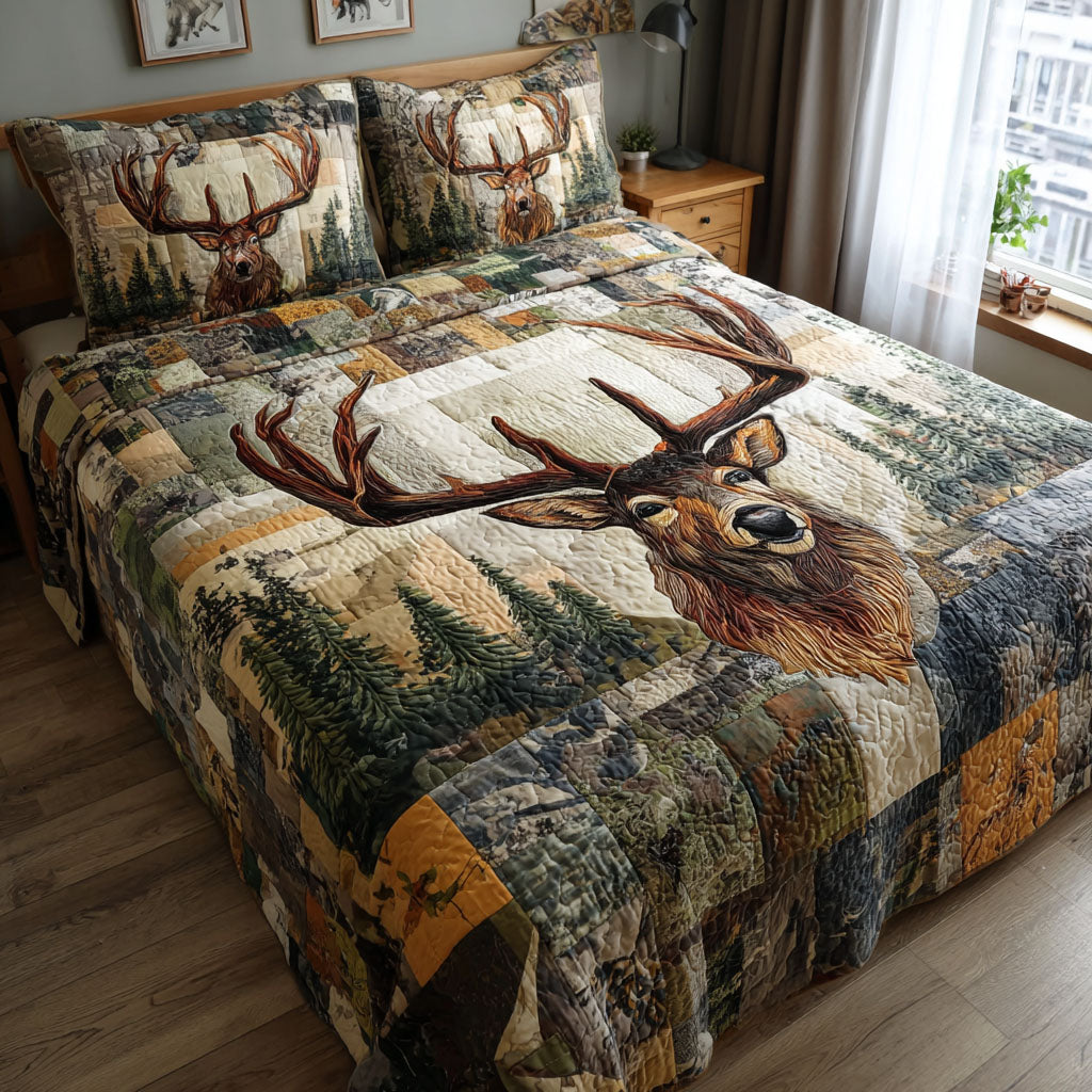 Rustic Tracks Quilted Bedding Set Best Bed Sheet Set Gift For Deers Hunters Men