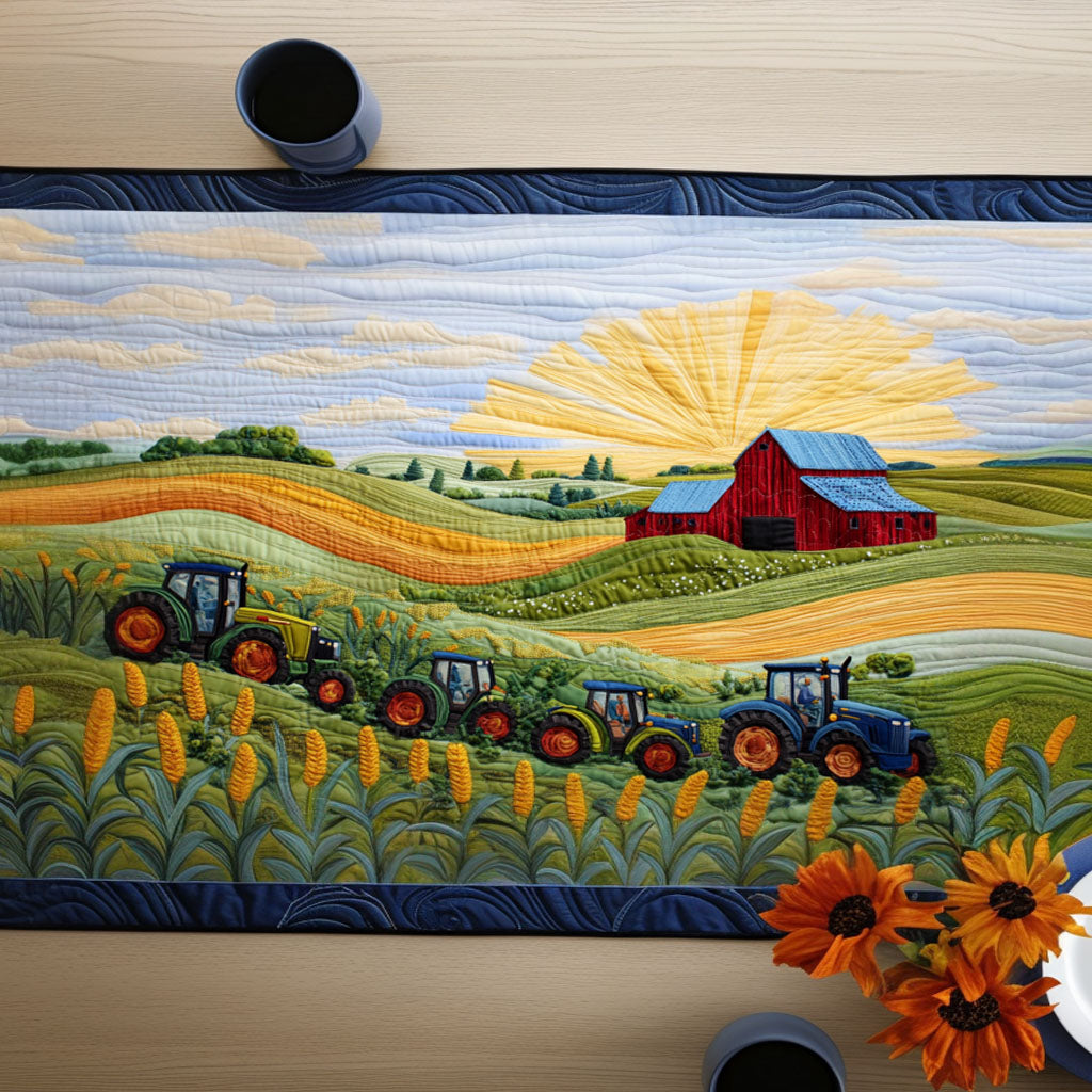 Rustic Tractor Ride Quilted Table Runner Dinner Table Decor Ideas Tractor Themed Gifts For Adults