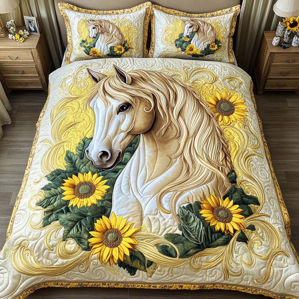 Rustic Trails Quilted Bedding Set Autumn Sheet Set Horse Themed Gifts For Adults
