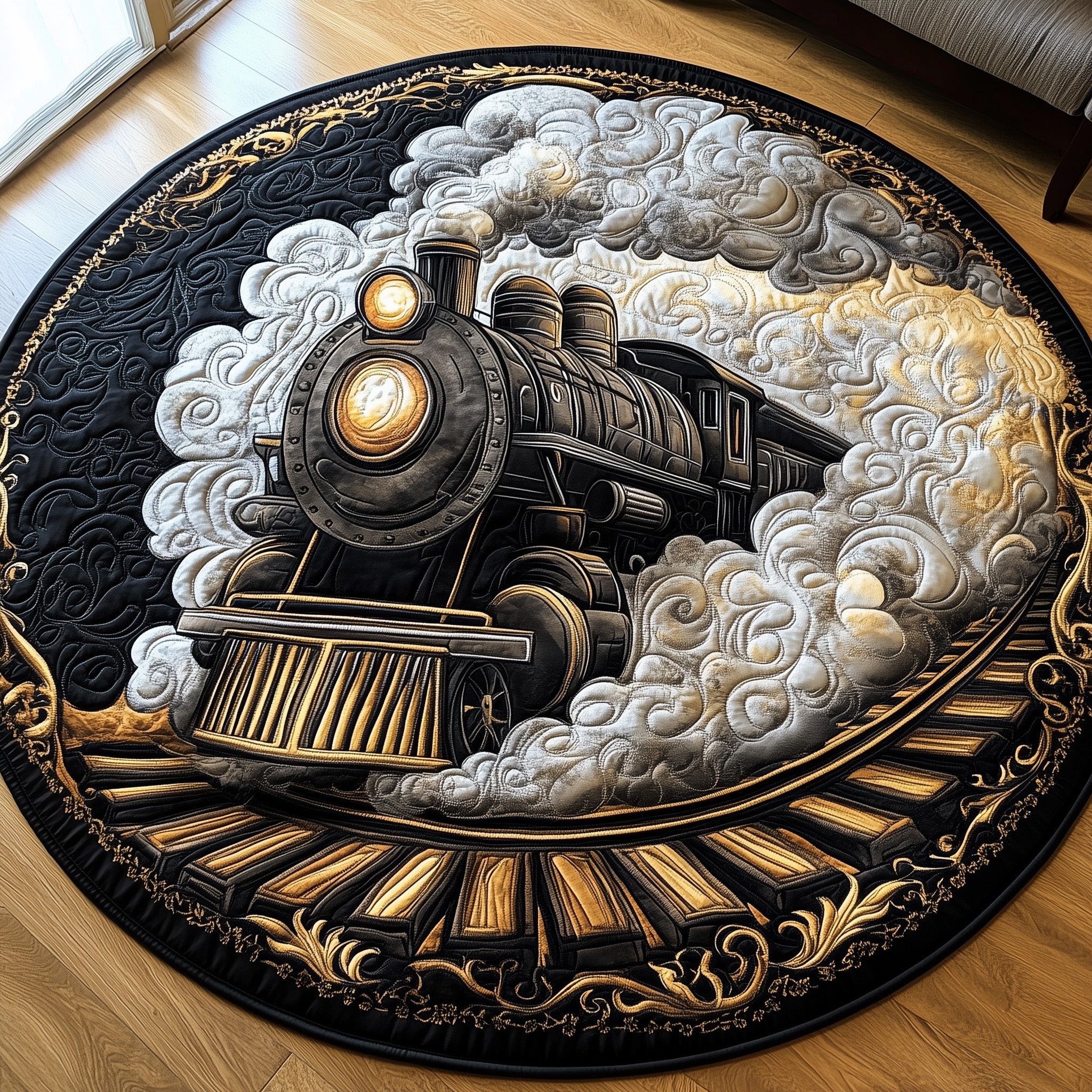 Rustic Train Quilted Round Mat Gftohd7498 Gift For Dad