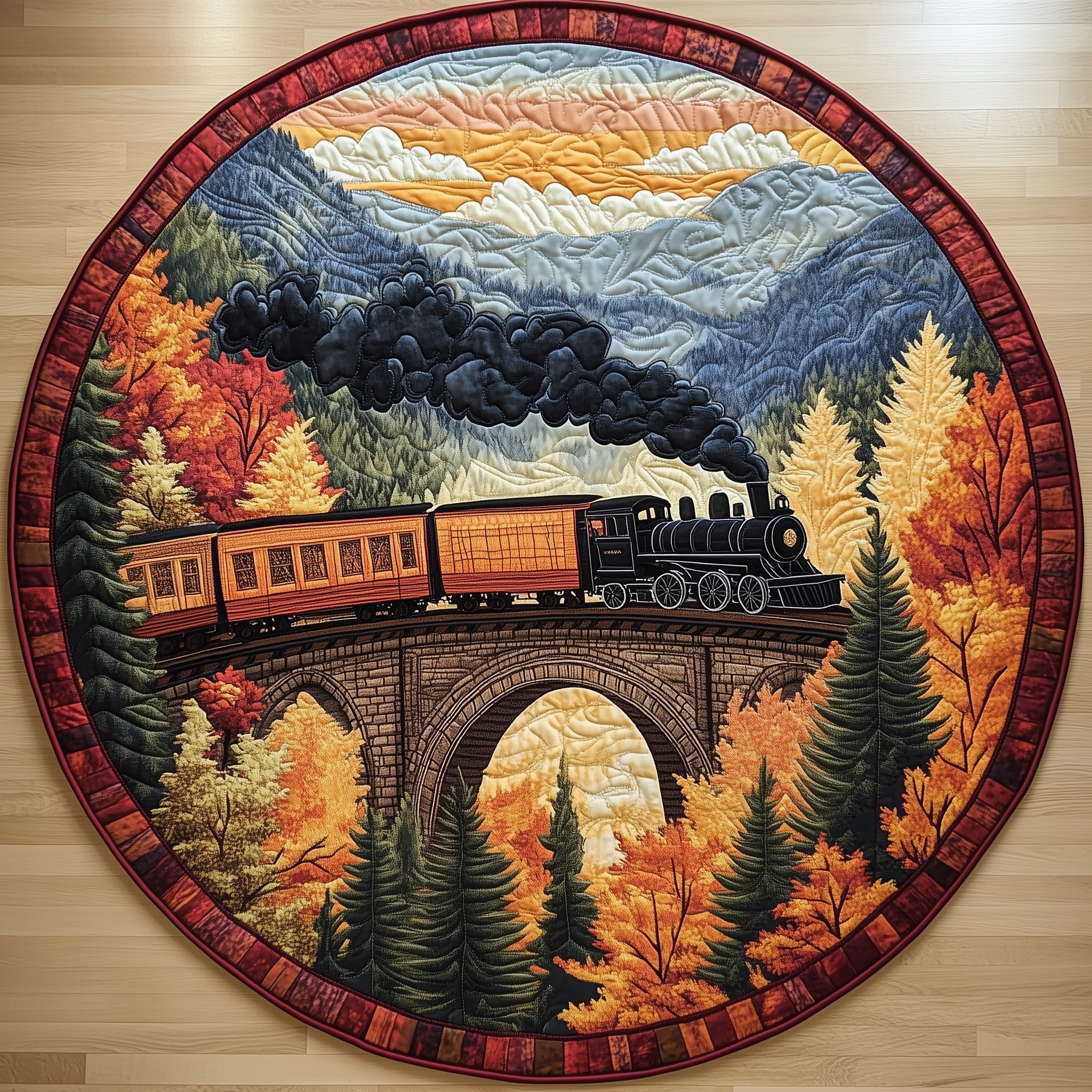 Rustic Train Quilted Round Mat Gftohd7501 Gift For Mom
