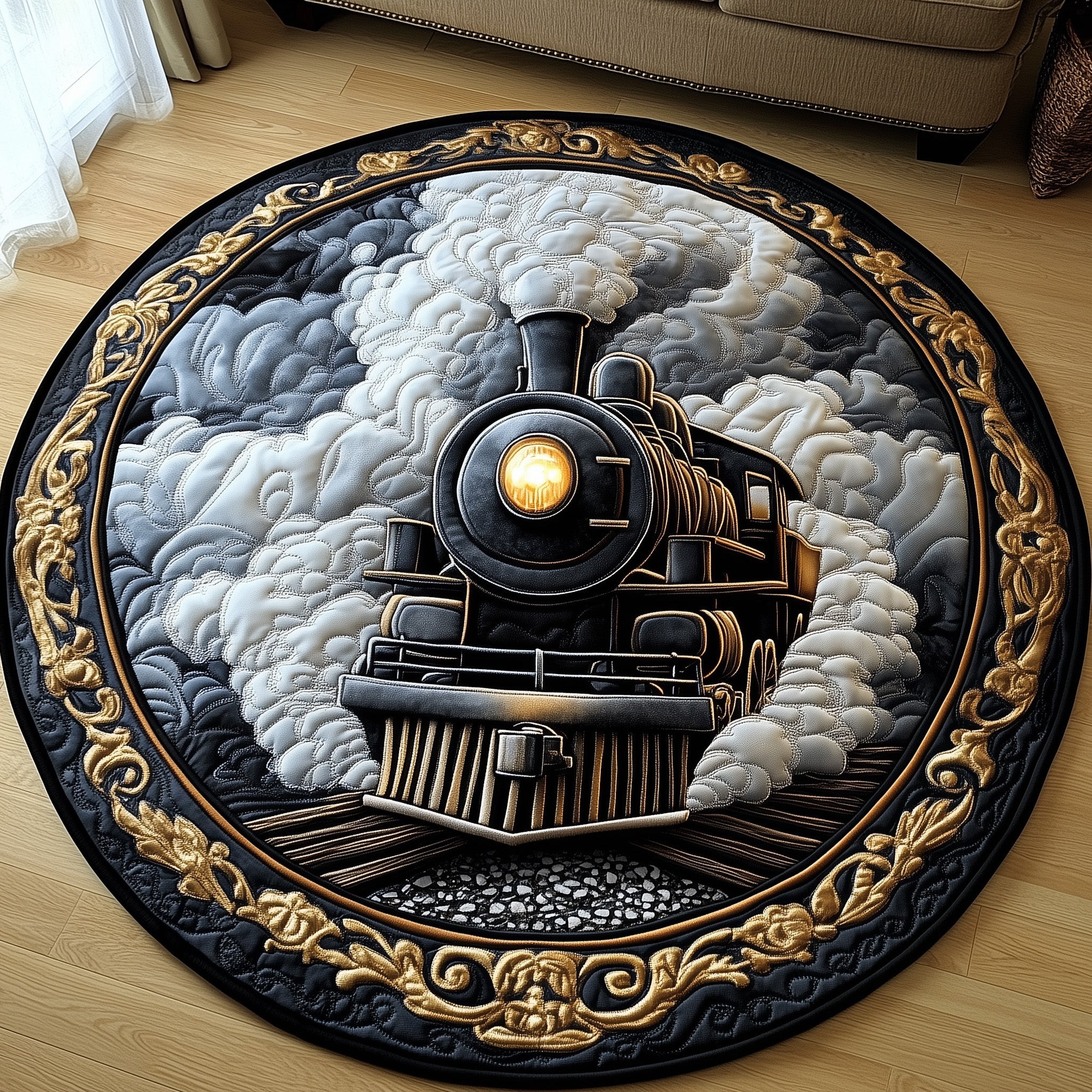 Rustic Train Quilted Round Mat Gftohd7503 Gift For Her