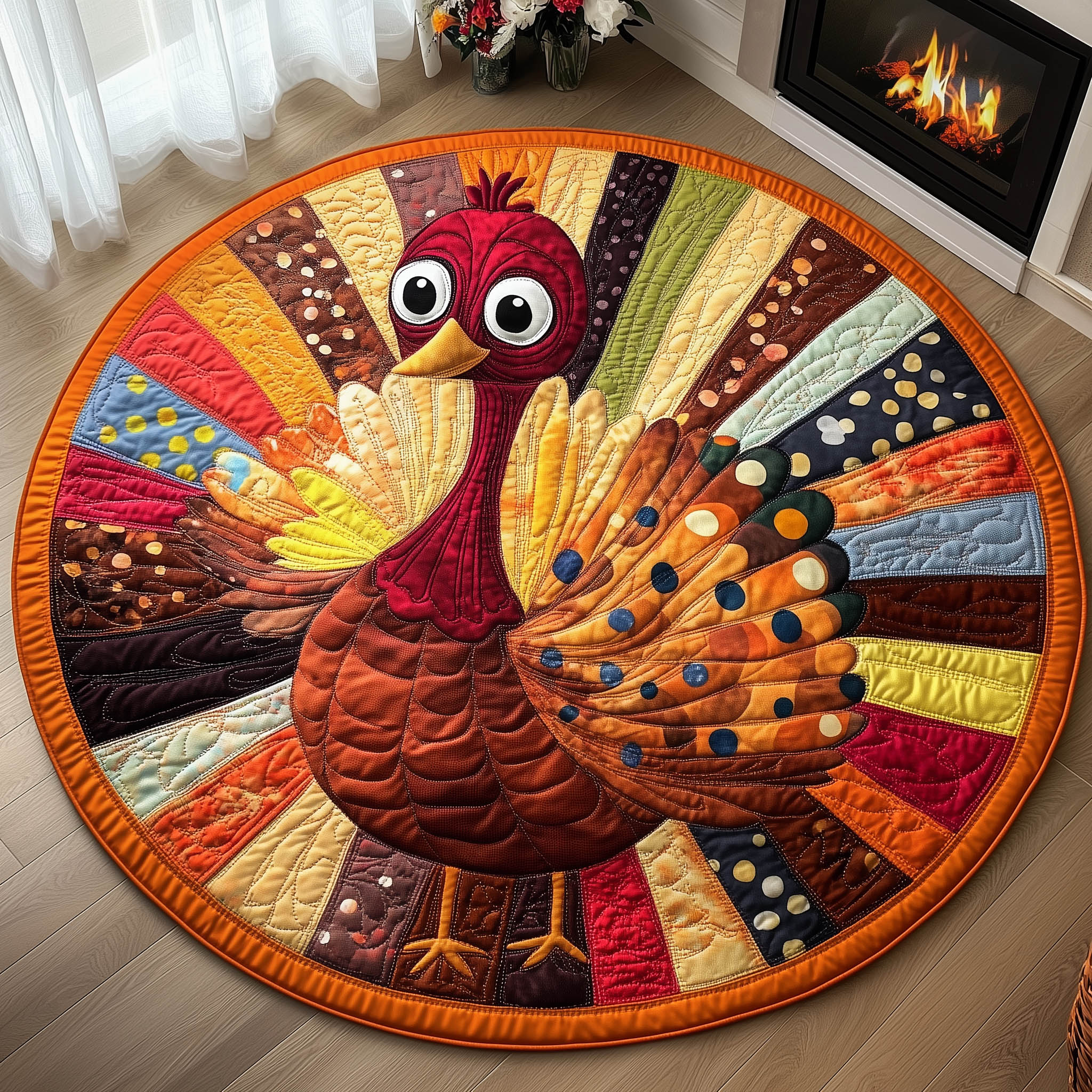 Rustic Turkey Quilted Round Mat Trendy Quilted Round Mat That Adds Charm