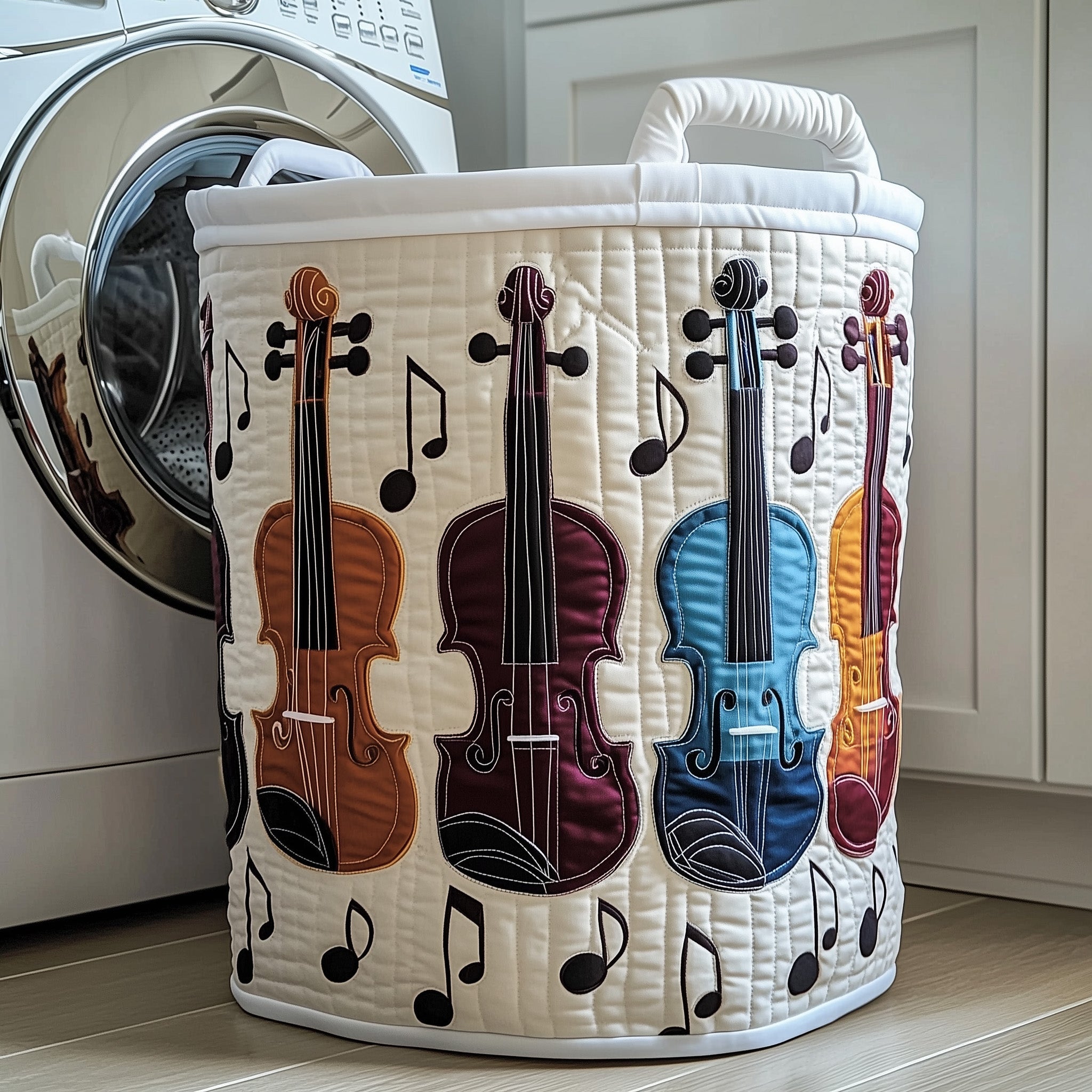 Rustic Violin Quilted Laundry Basket Graduation Merch Gift