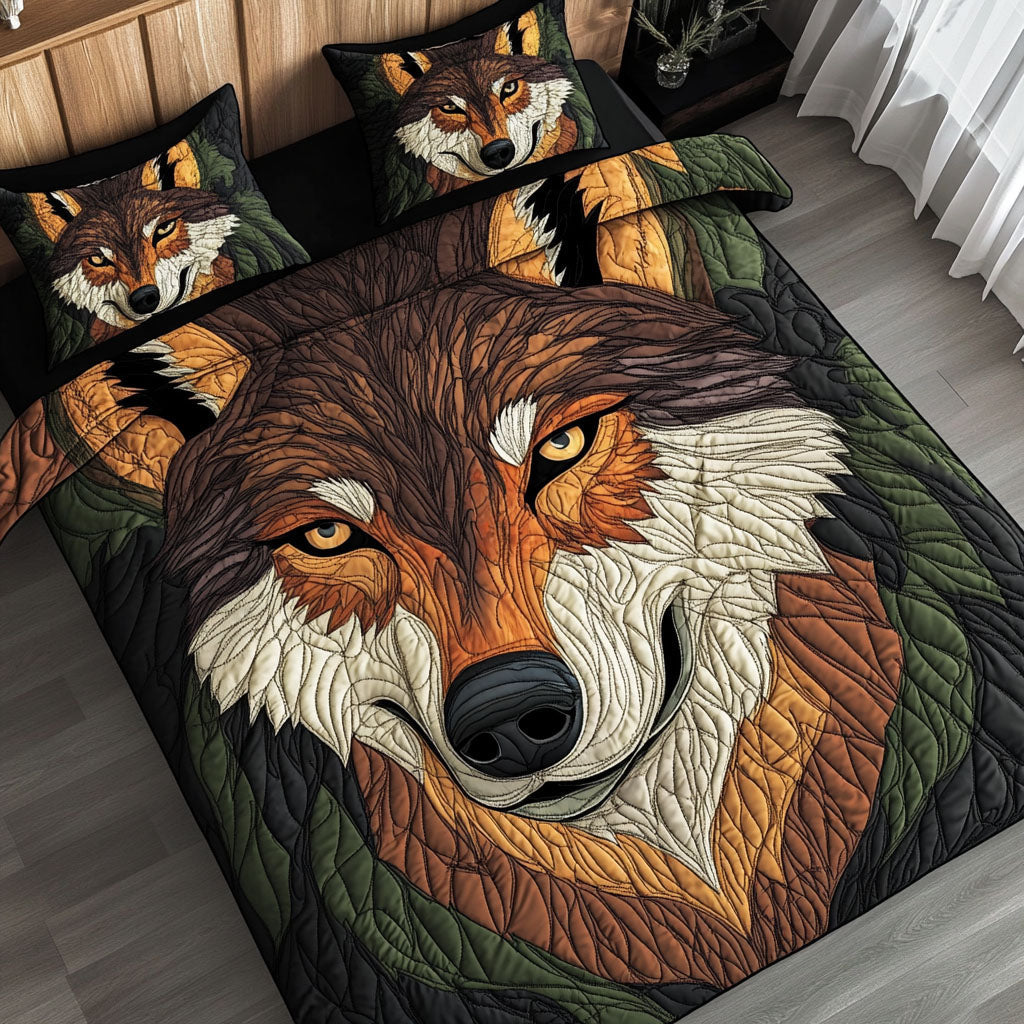 Rustic Wild Wolf Quilted Bedding Set Christmas Room Decor Ideas Wolf Themed Gift Items