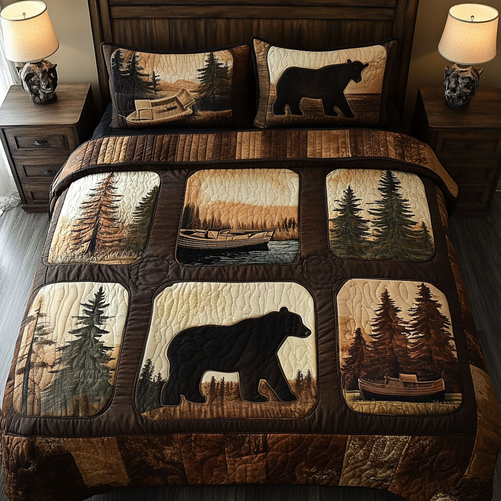 Rustic Wilderness Quilted Bedding Set Holiday Duvet Covers Camping Gifts For Men