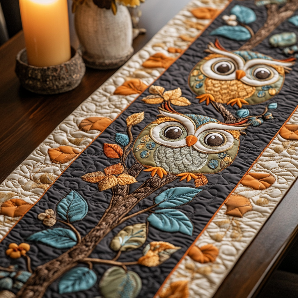 Rustic Wisdom Quilted Table Runner Kitchen Table Decor Ideas Gifts For Owl Lovers