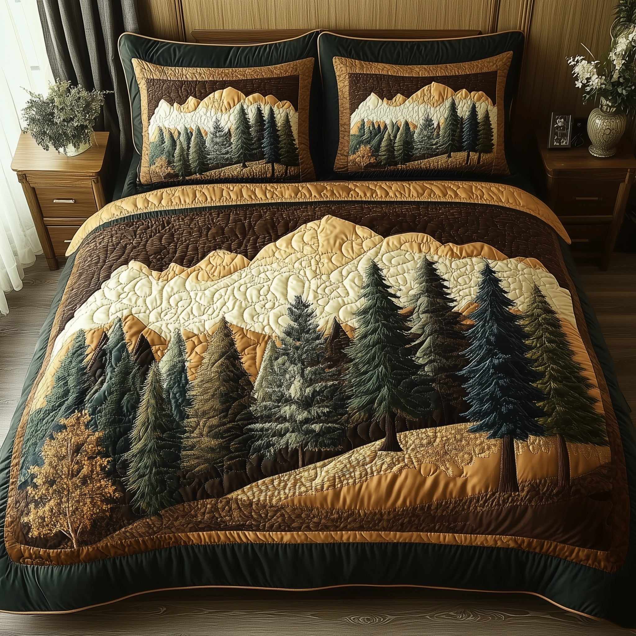 Rustic Woodland Quilted Bedding Set Duvet Cover Bed Sheet Funny Secret Santa Gifts