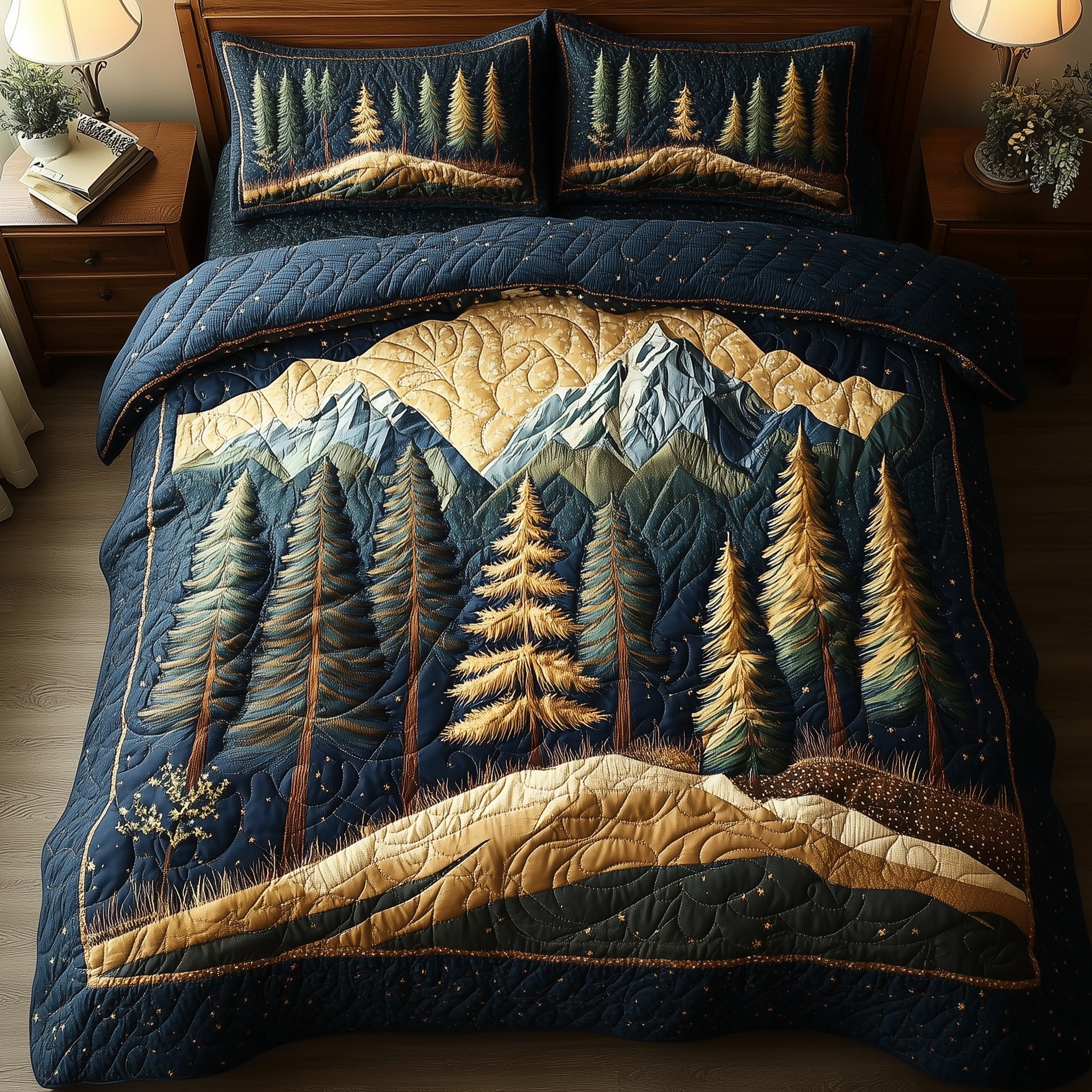 Rustic Woodland Quilted Bedding Set Duvet Cover Bed Sheet Good Secret Santa Gifts