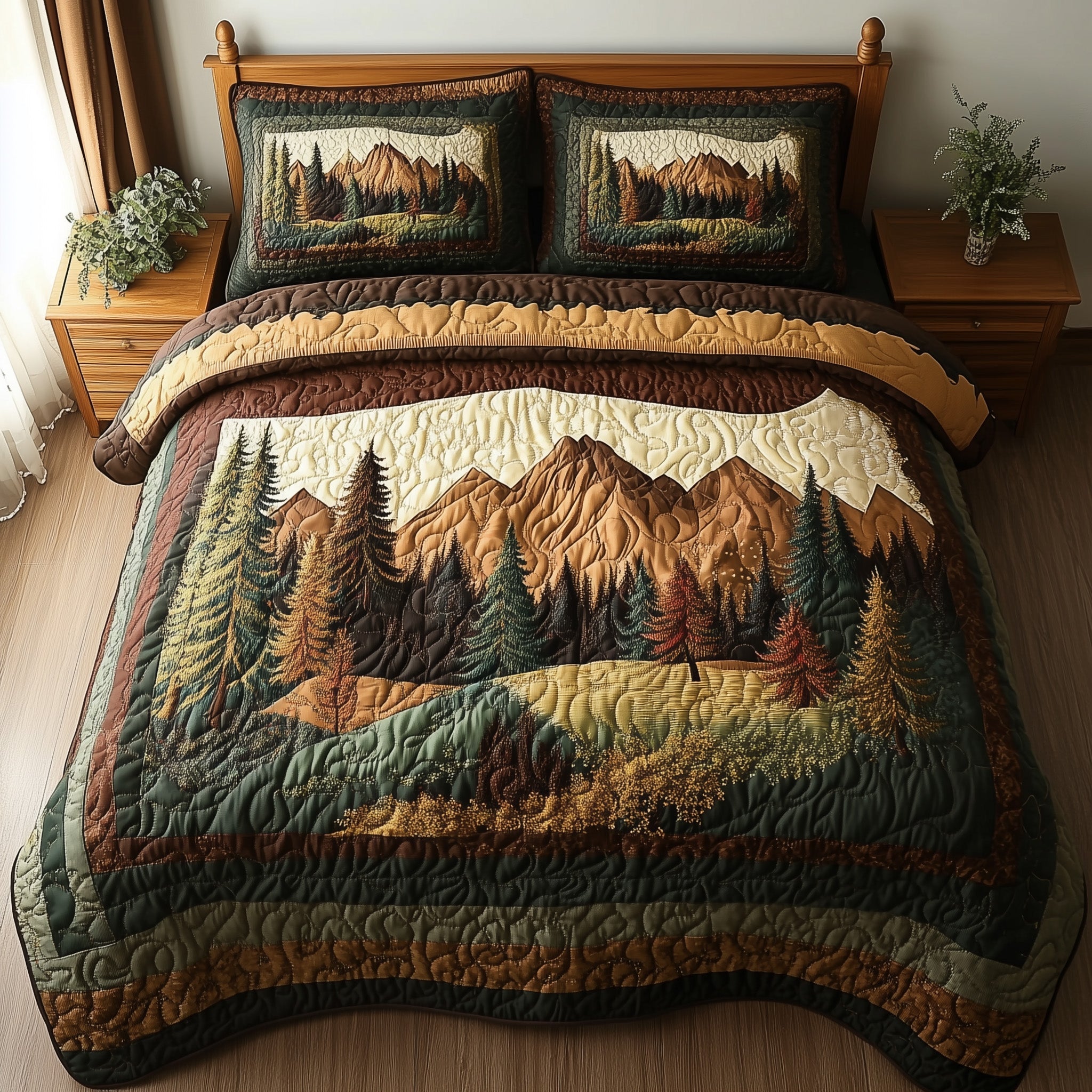 Rustic Woodland Quilted Bedding Set Duvet Cover Bed Sheet Secret Santa Gift Ideas