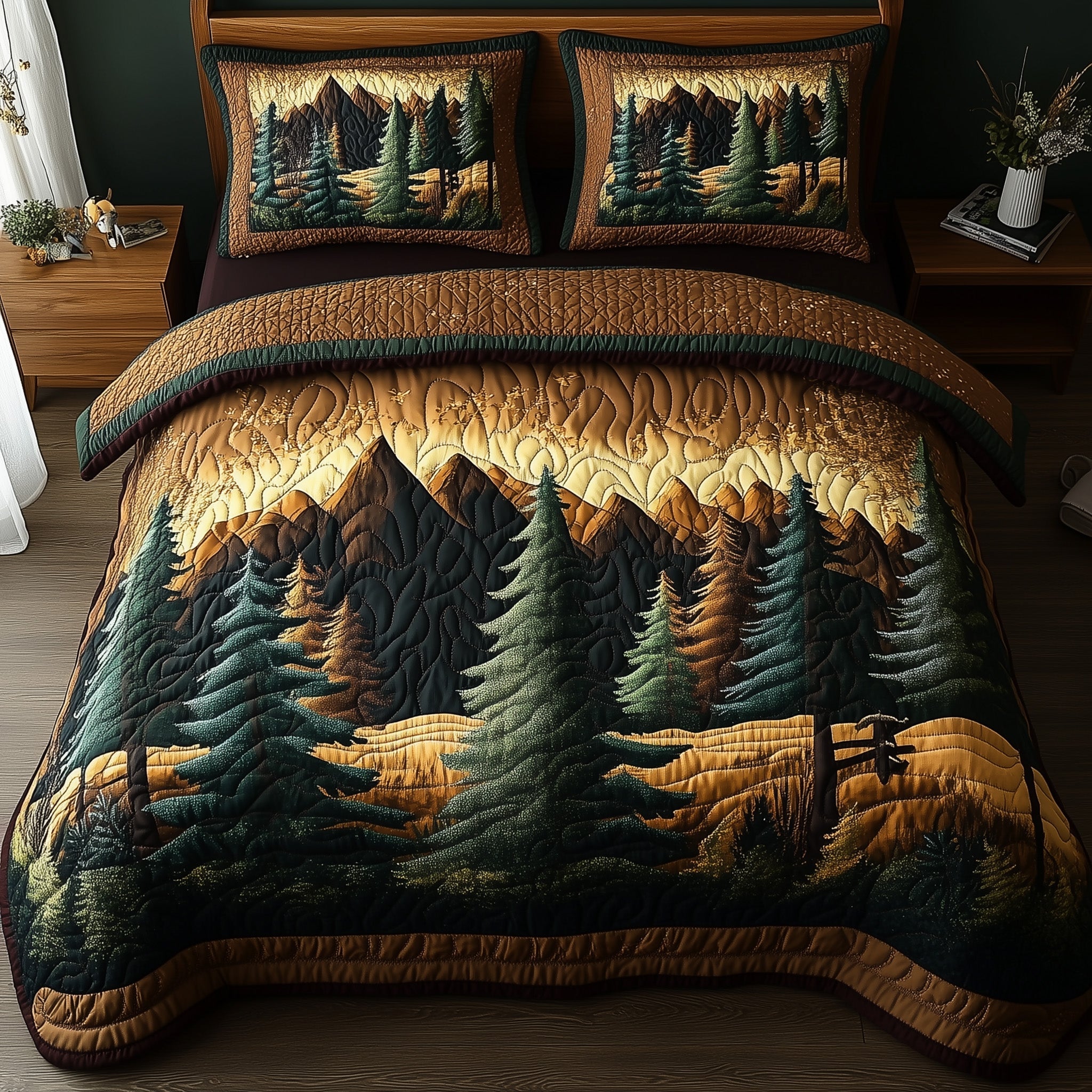Rustic Woodland Quilted Bedding Set Duvet Cover Bed Sheet Secret Santa Website