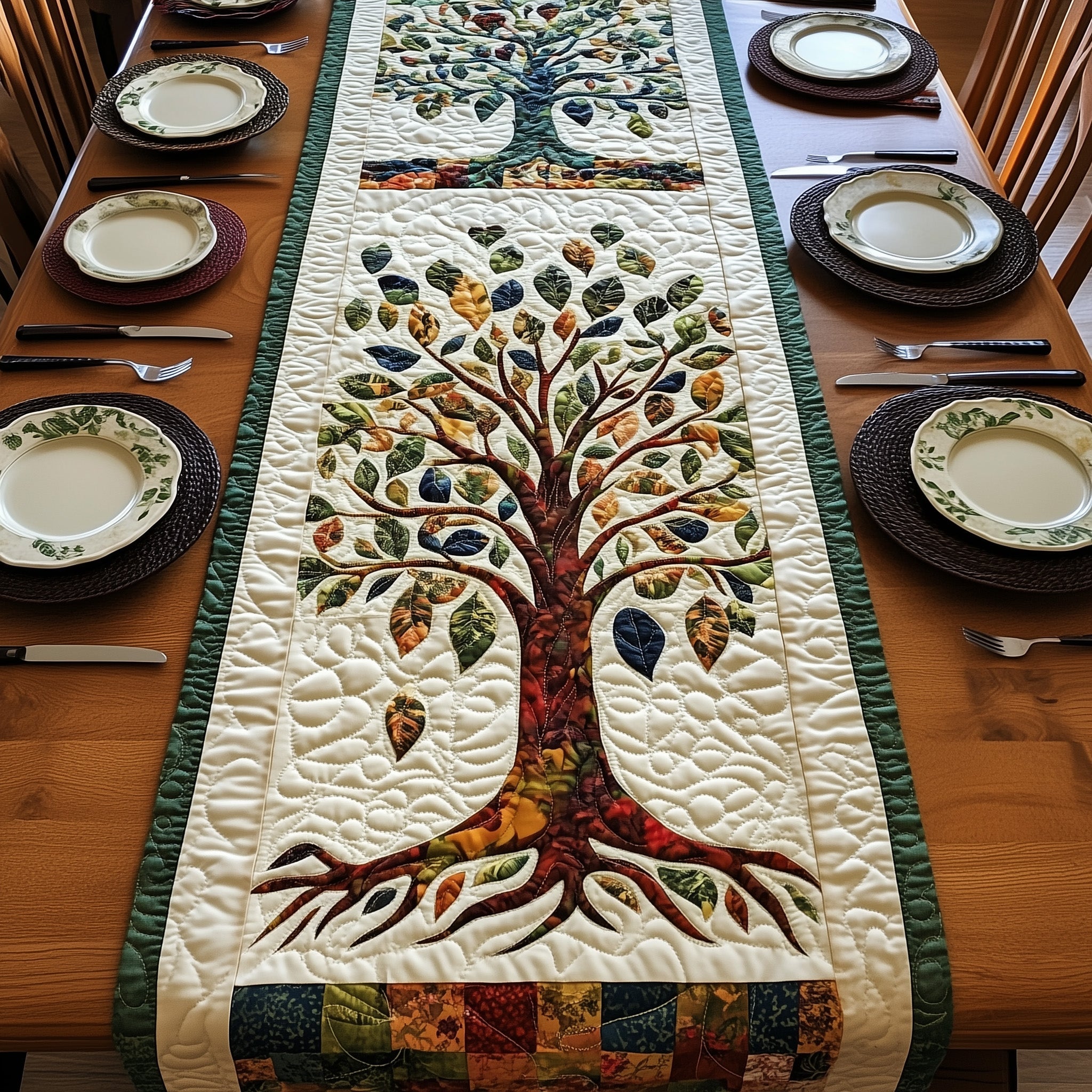 Rustic Woodland Quilted Table Runner Christmas Theme Table Runner