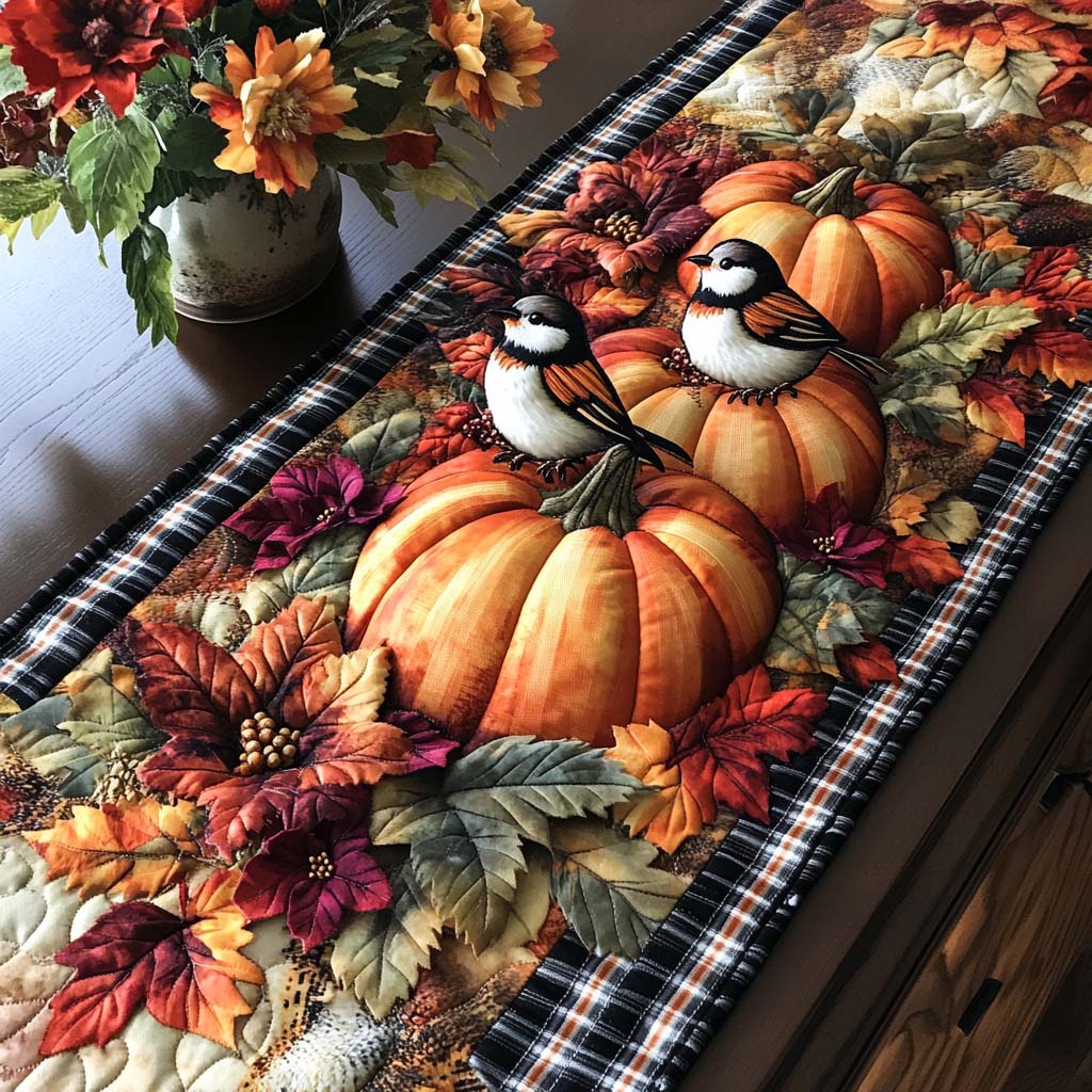 Rustling Bird Wings Quilted Table Runner Fall Table Cover Family Gift Ideas
