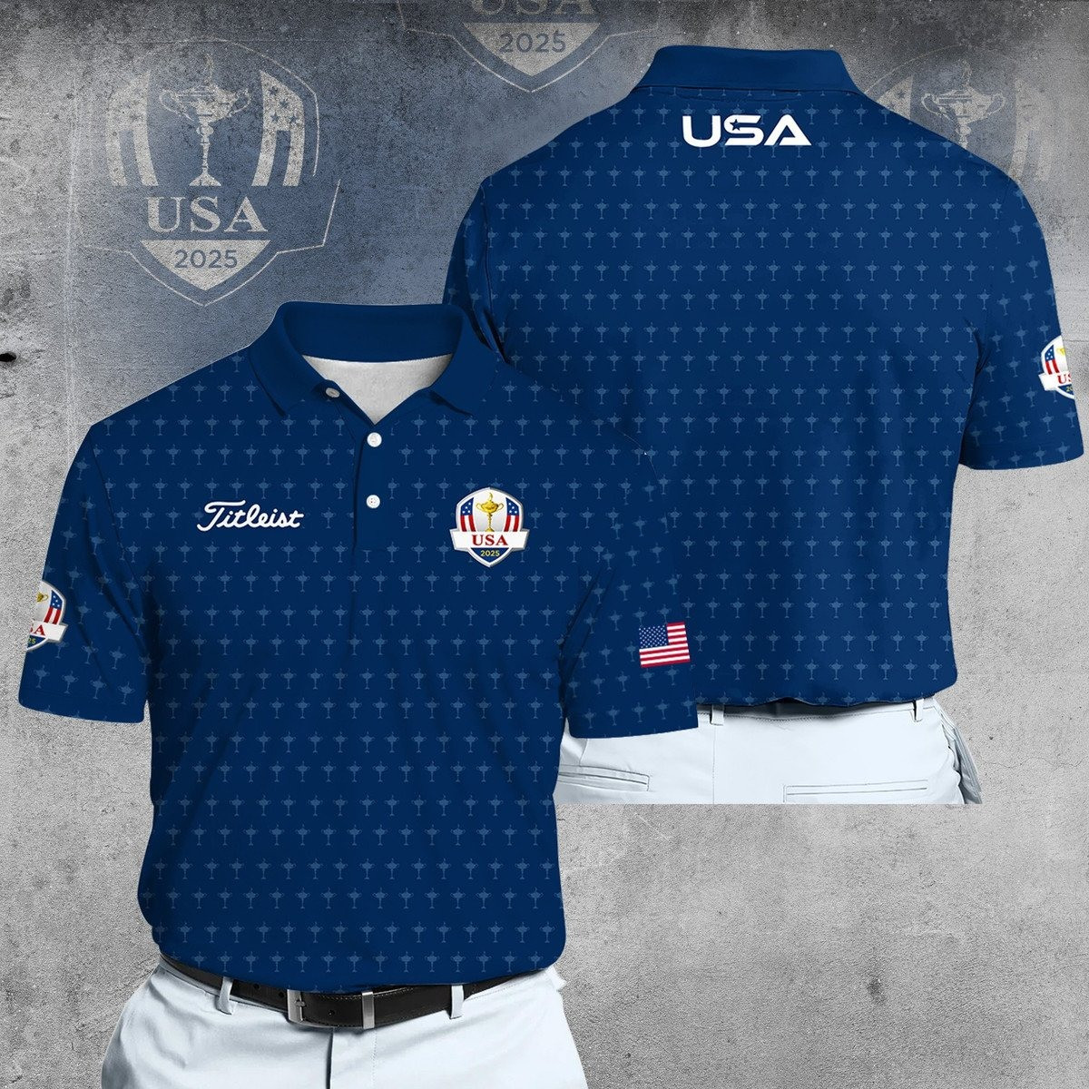 Ryder Cup USA Team Blue V3 Men Polo Shirt Ryder Cup Merch Golf Gifts For Men
