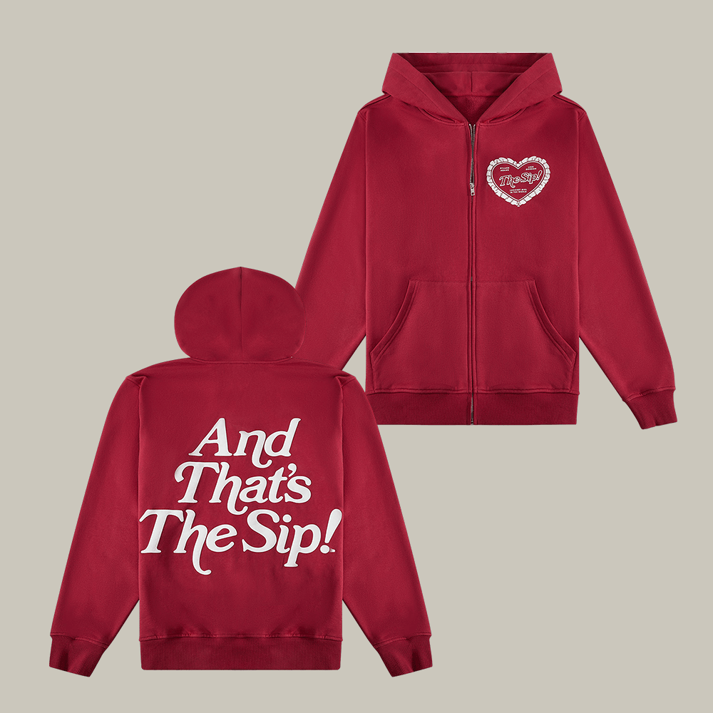 Ryland Adams The Sip Zip Up Hoodie Red The Sip Apparel Gifts For Girlfriend