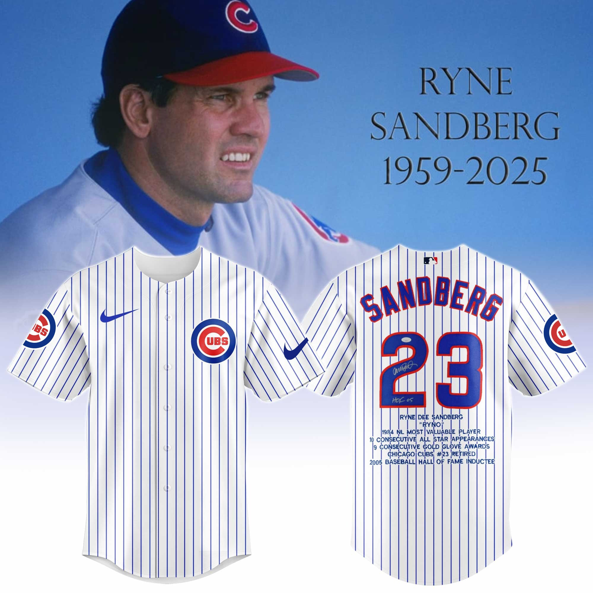 Ryne Sandberg Thank You For The Memories Jersey Chicago Cubs Gifts For Fans