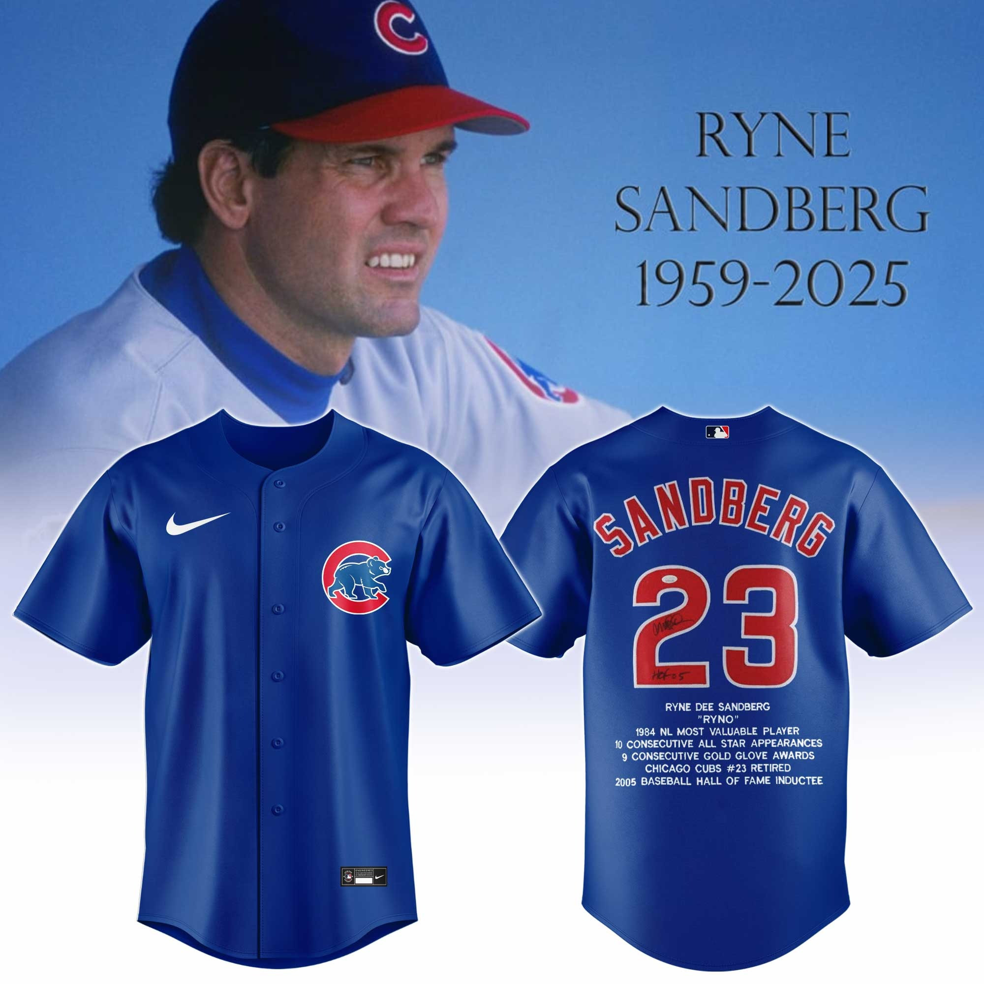 Ryne Sandberg Thank You For The Memories Jersey Forever 23 Baseball Player Gift Ideas