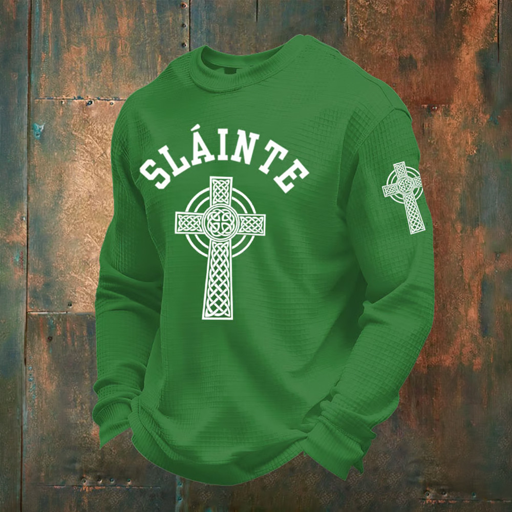 S.Patrick's Day Slainte Long Sleeve Shirt Celtic Cross Art Saint Patrick's Day 2026 Clothing Gift