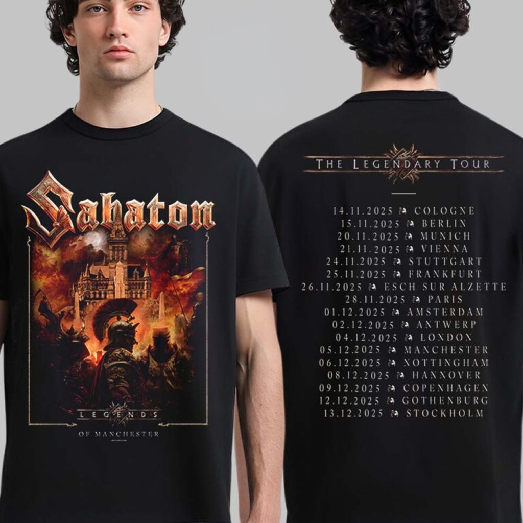 Sabaton Legendary Tour Europe 2025 Legends Of Manchester UK Pop Up Shop On December 5 2025 T-Shirt