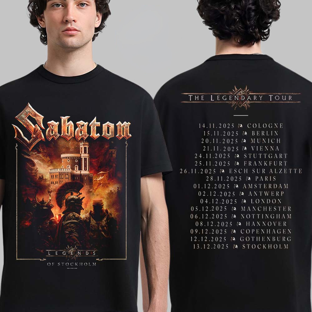 Sabaton Legendary Tour Europe 2025 Legends Of Stockholm Sweden Pop Up Shop On December 13 2025 T-Shirt Sabaton Legendary Tour Europe 2025 Legends Of Stockholm Sweden Pop Up Shop On December 13 2025 T-Shirt