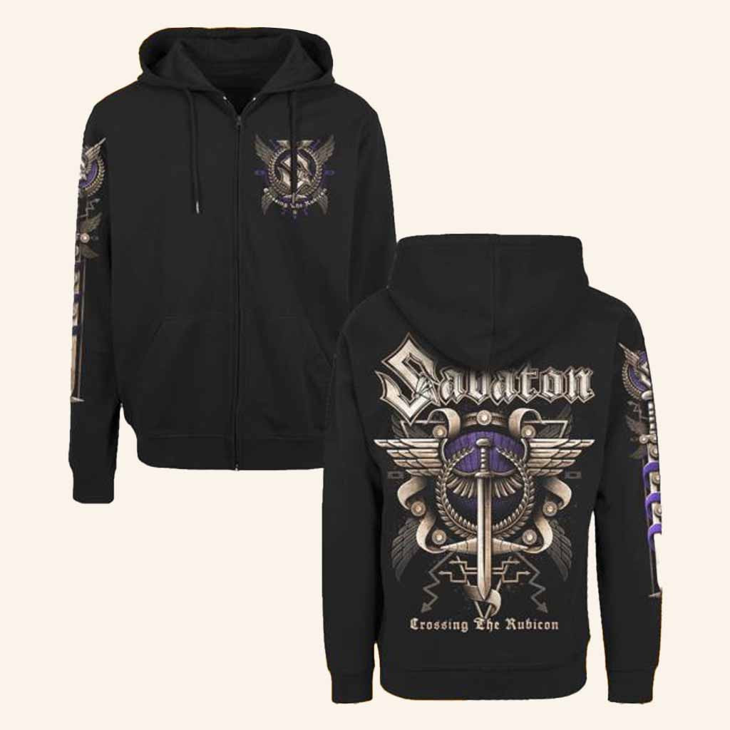 Sabaton Merch Crossing The Rubicon Zip Hoodie Birthday Gifts For Father