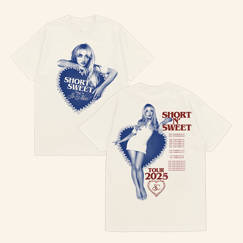 Sabrina Carpenter Merch Short N Sweet Heart Ivory Residency T-Shirt Gifts For Fans Sabrina Carpenter Merch Short N Sweet Heart Ivory Residency T-Shirt Gifts For Fans