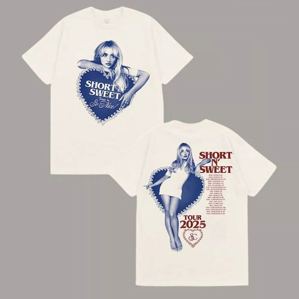 Sabrina Carpenter Short n Sweet Tour Merch Ivory Heart Tour Shirt Fans Gifts