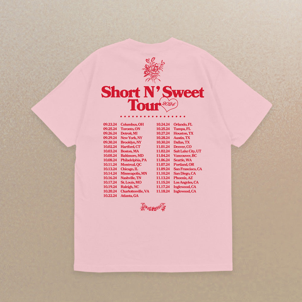 Sabrina Carpenter Tour Merch T-Shirt Short Sweet Tour Makes You Wanna Fall In Love Tee Sabrina Carpenter Tour Merch T-Shirt Short Sweet Tour Makes You Wanna Fall In Love Tee