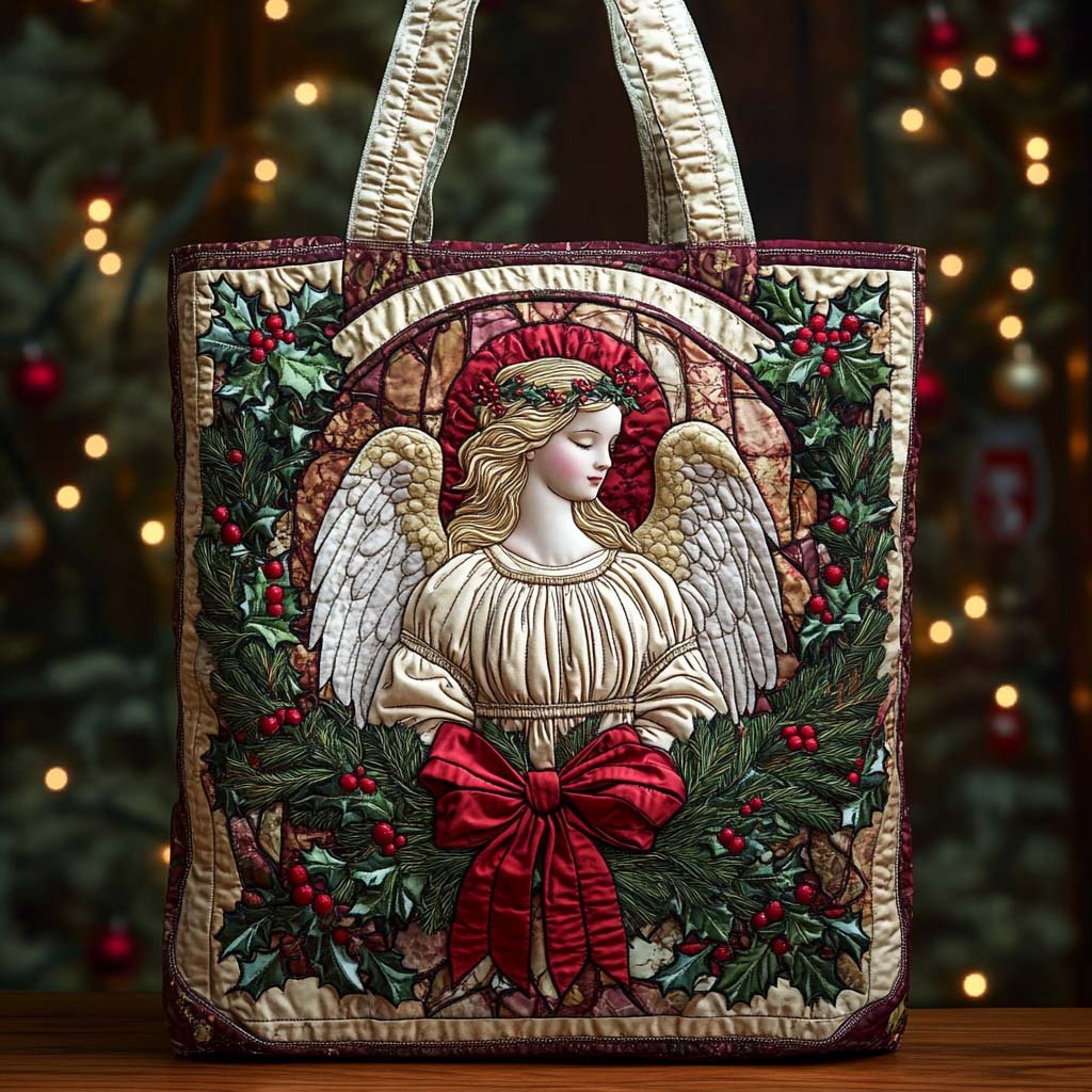 Sacred Angel Noel Quilted Tote Bag Cool Christian Gifts