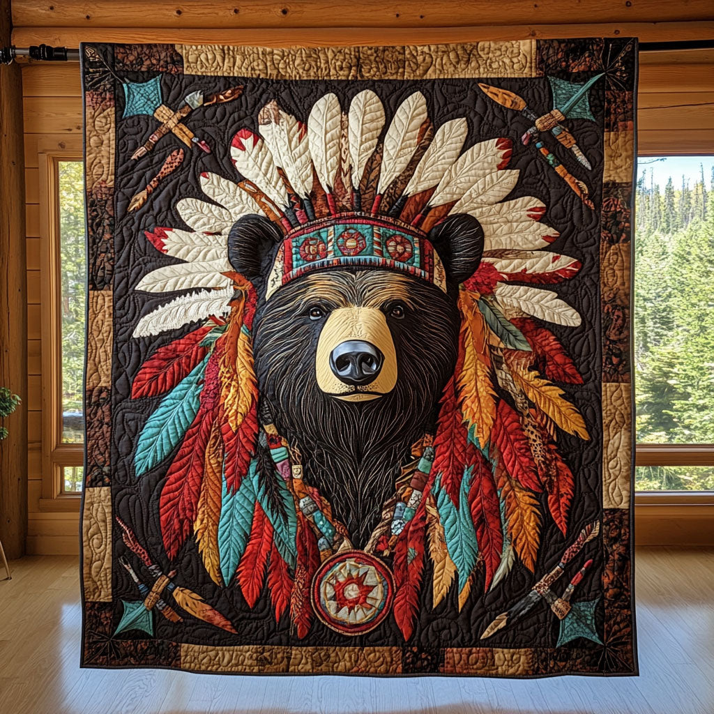 Sacred Bear Quilt Premium Quilt Blanket for Family and Guests