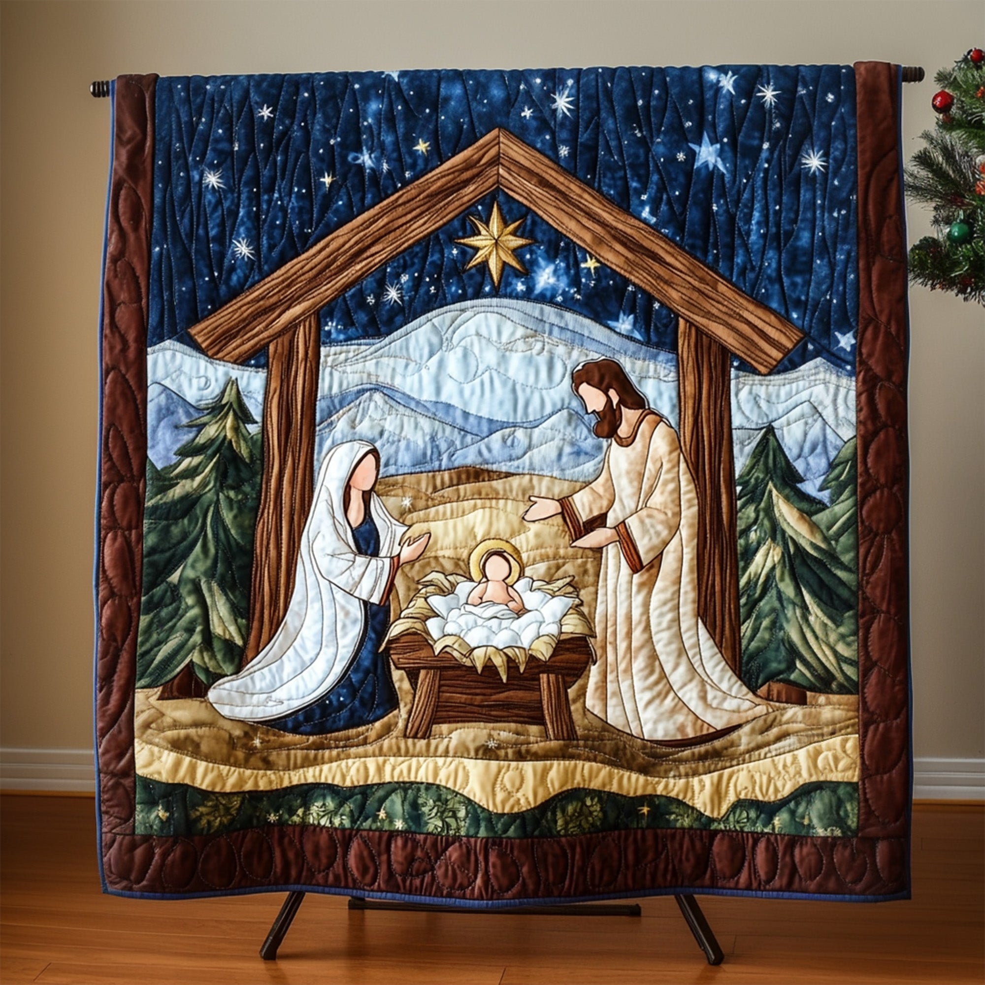 Sacred Birth Quilted Blanket Unique Religious Gifts