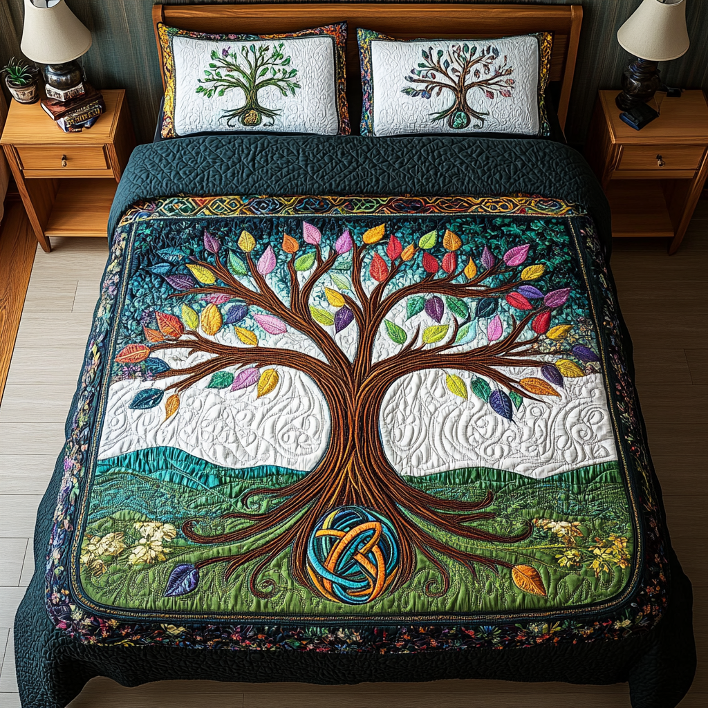 Sacred Branches Quilted Bedding Set Classic Bedding Set That Enhances Your Sleep Space