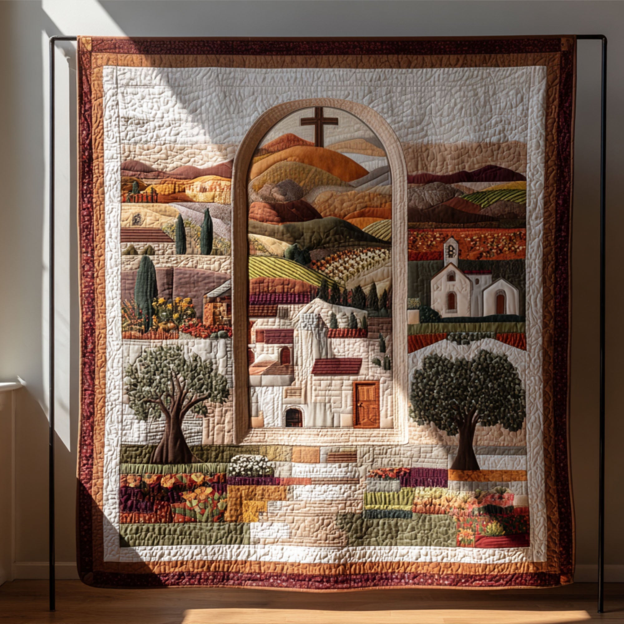 Sacred Cross Quilted Blanket Best Couch Throw Blanket Chicken Novelty Gifts