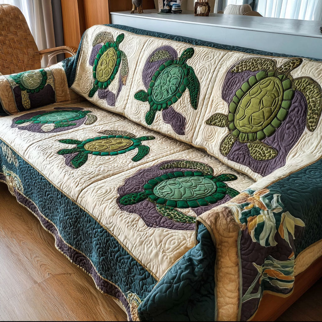 Sacred Drift Quilted Sofa Cover Holiday Living Room Decor Sea Turtle Themed Gifts