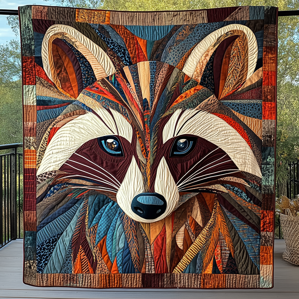 Sacred Earth Quilted Blanket Funny Raccoon Gifts For Friend