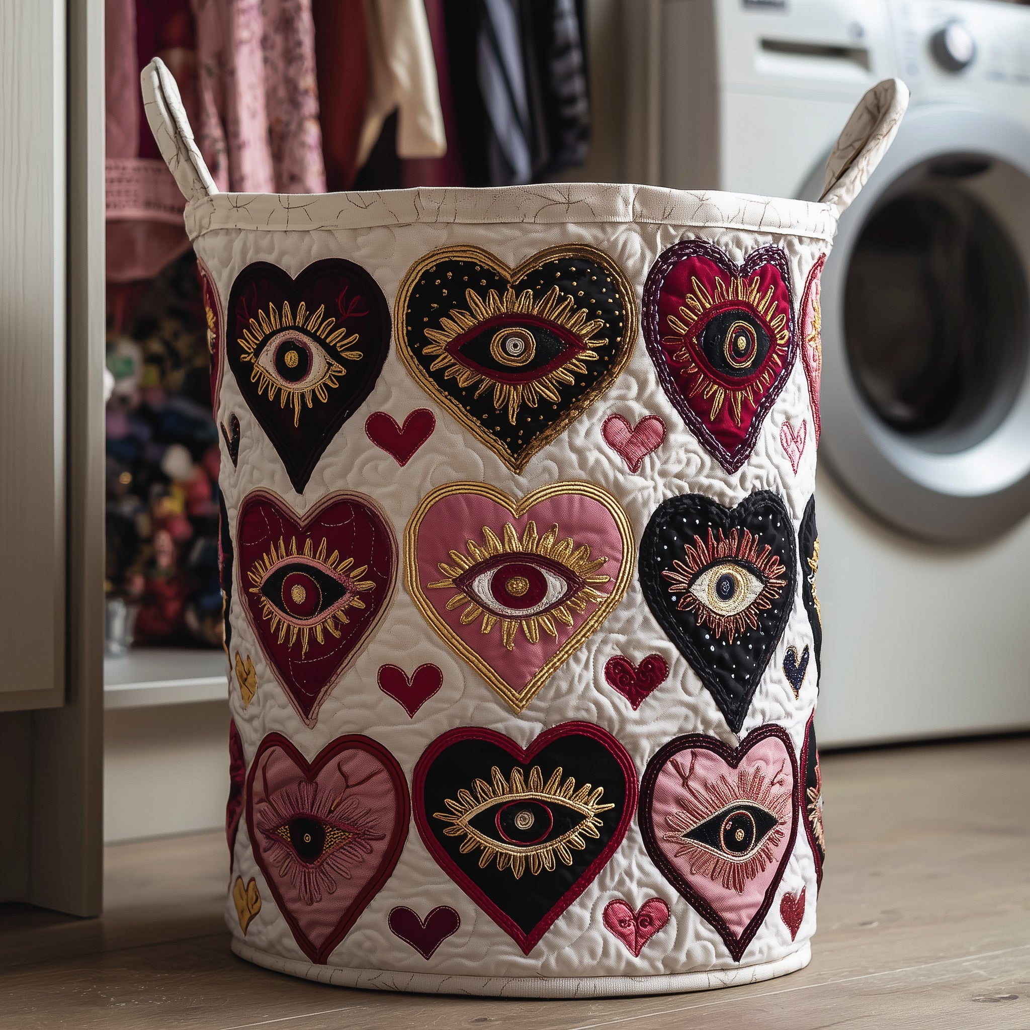 Sacred Evil Eyes Quilted Laundry Basket Family Gift Ideas For Christmas