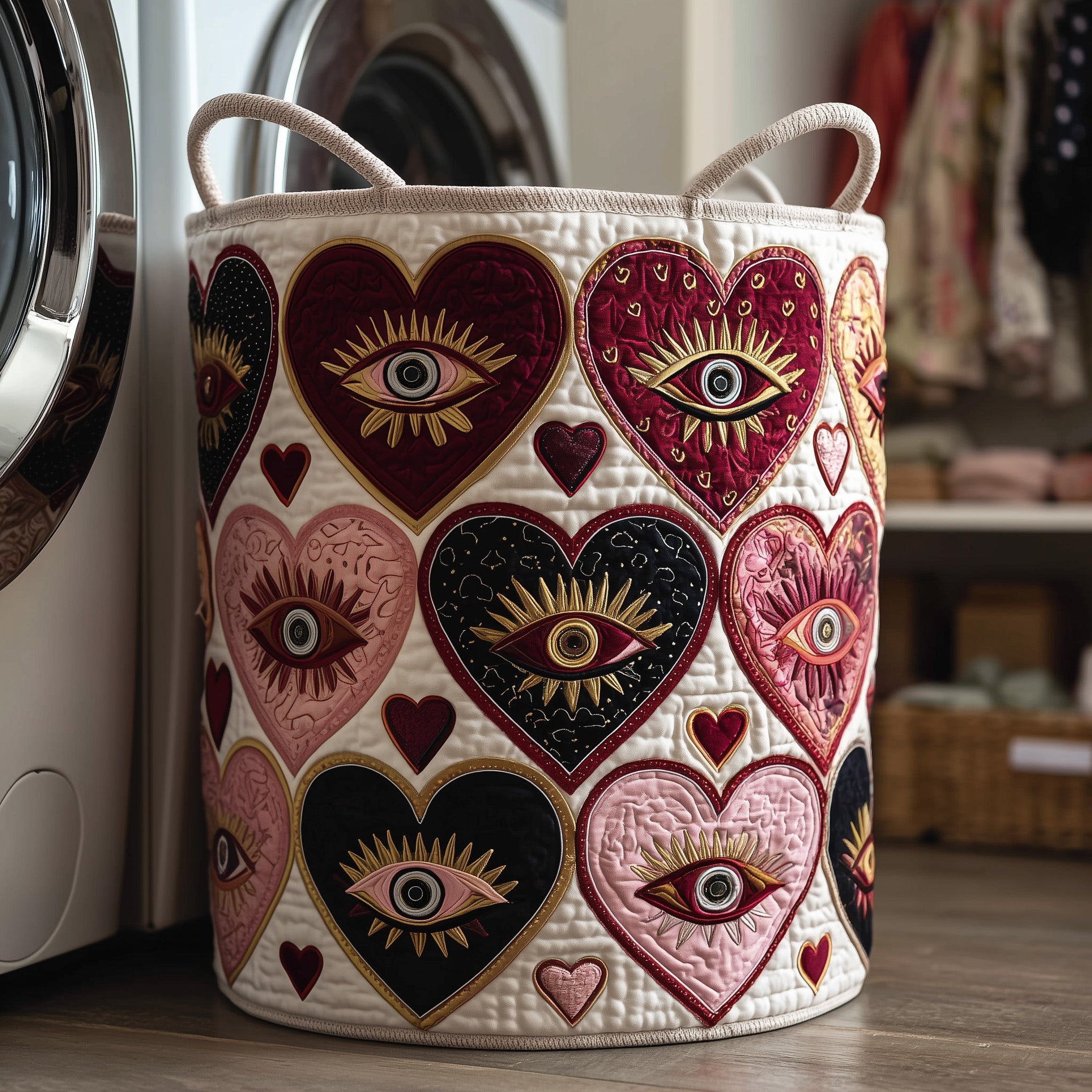 Sacred Evil Eyes Quilted Laundry Basket Family Xmas Gift Ideas