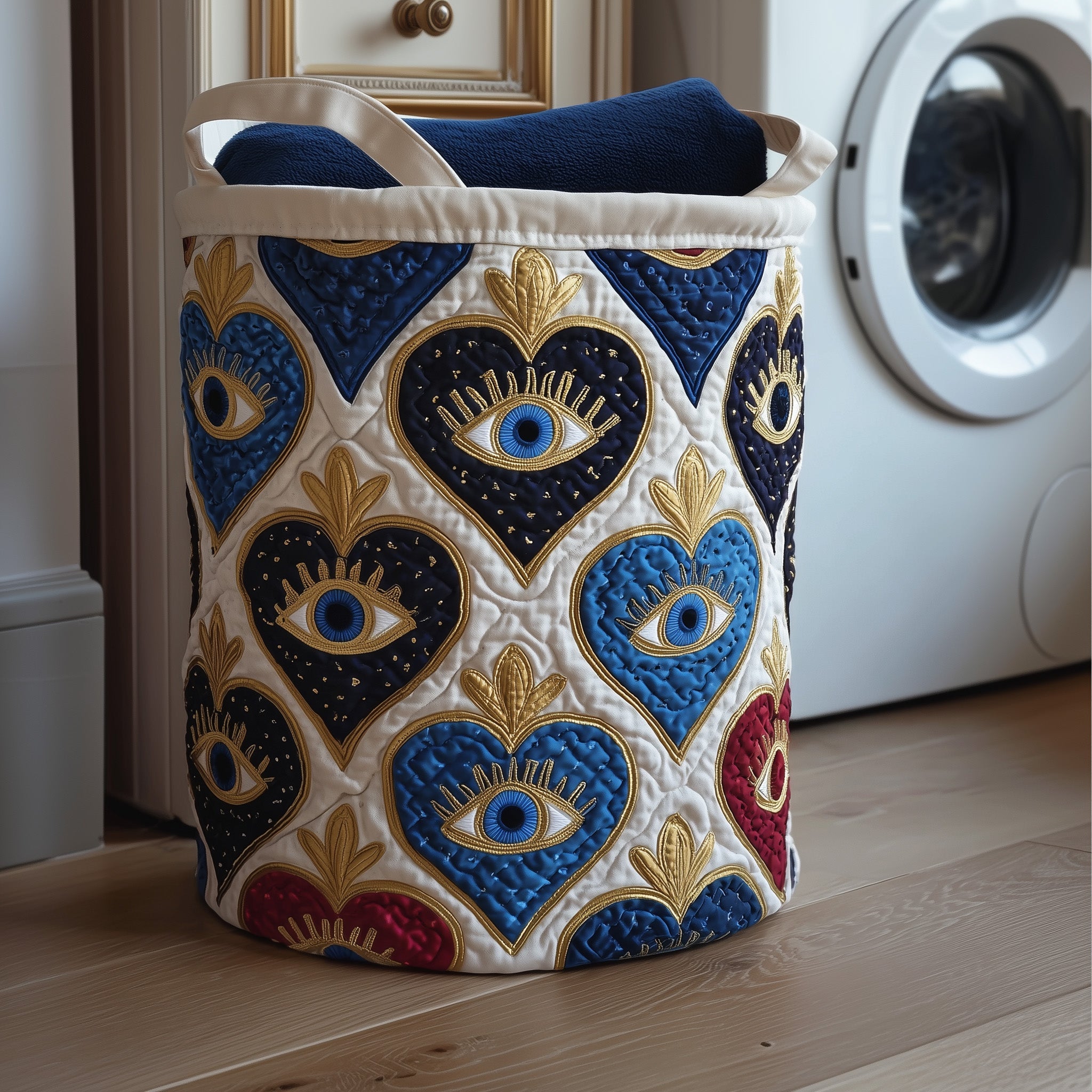 Sacred Evil Eyes Quilted Laundry Basket Family Xmas Ideas
